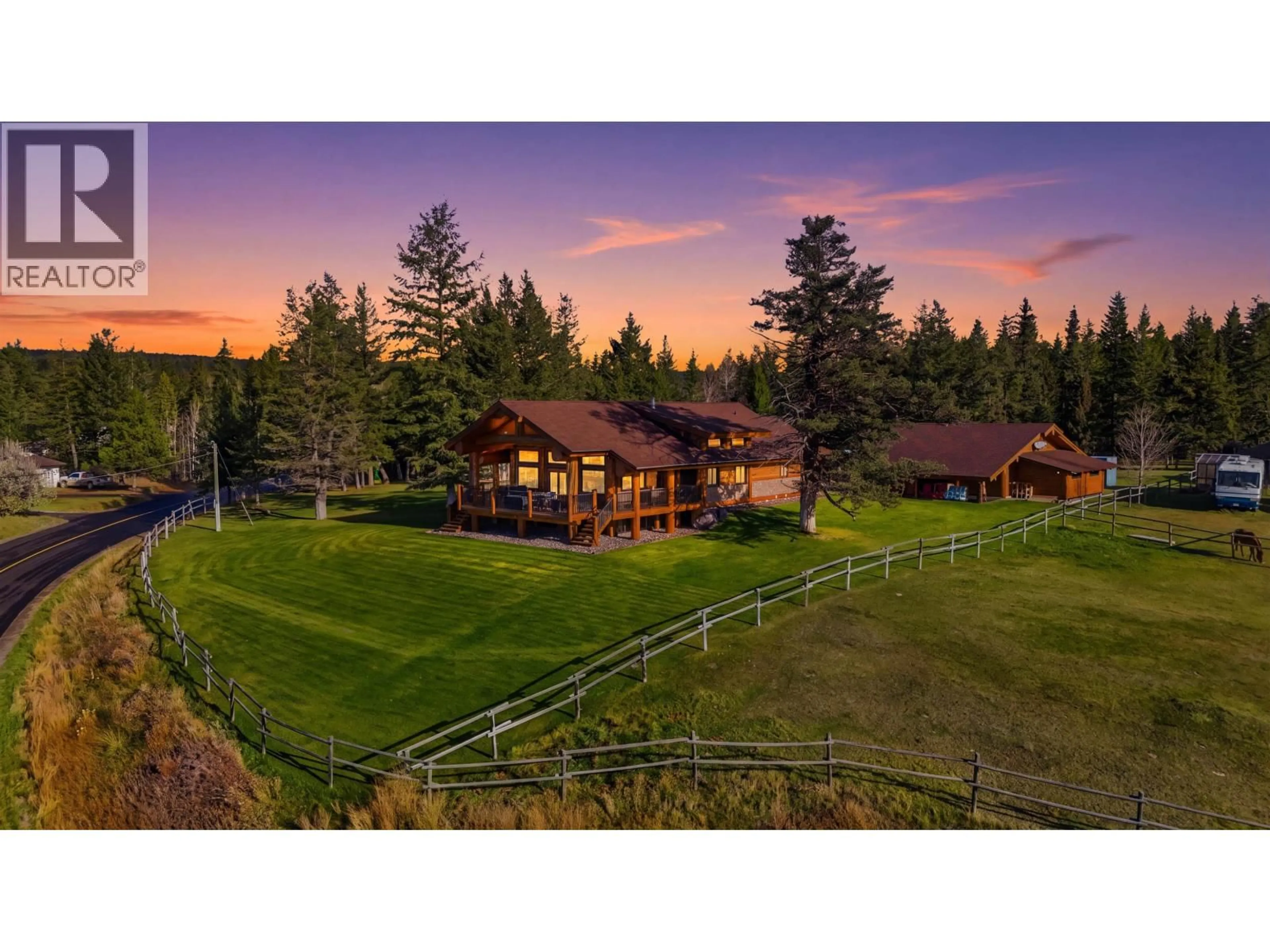 A pic from outside/outdoor area/front of a property/back of a property/a pic from drone, mountain view for 3139 HUSTON ROAD, 150 Mile House British Columbia V0K2G0
