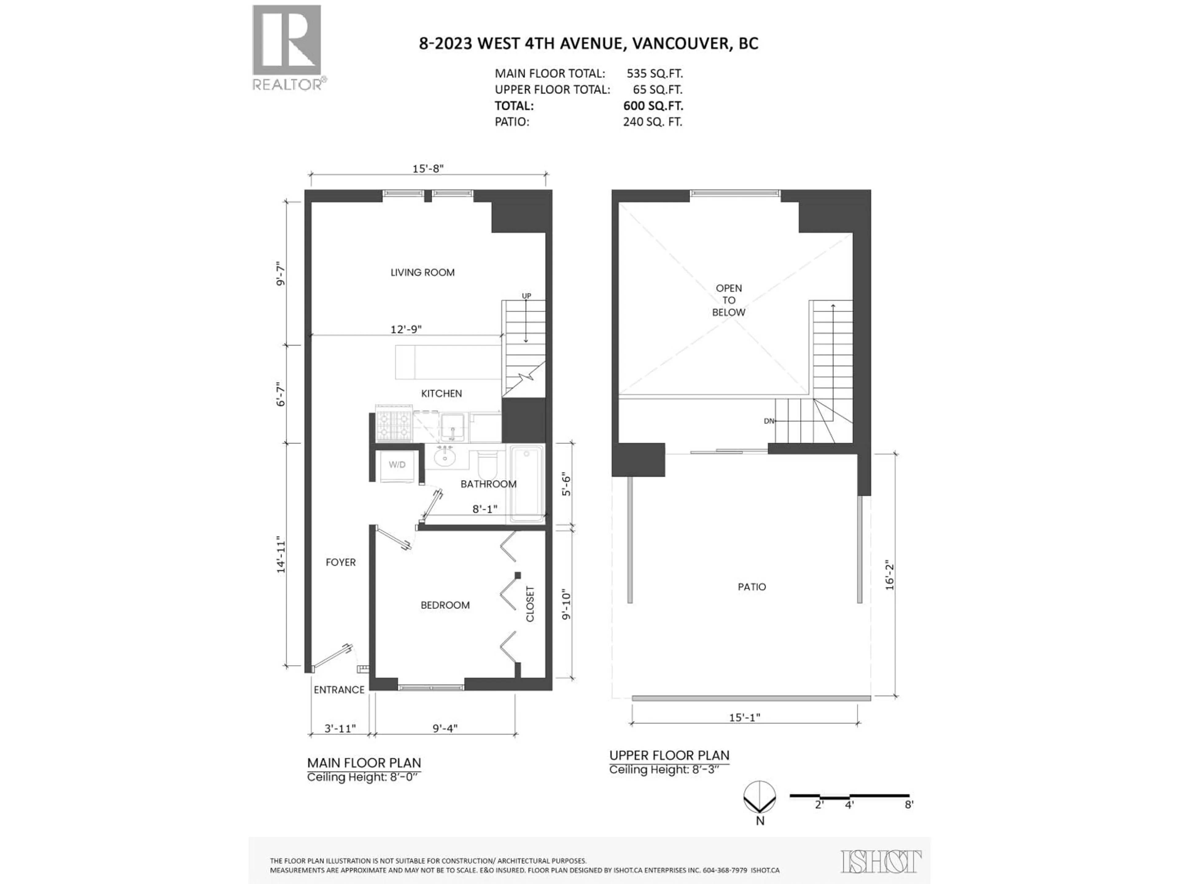 Floor plan for 8 - 2023 W 4TH AVENUE, Vancouver British Columbia V6J1N3