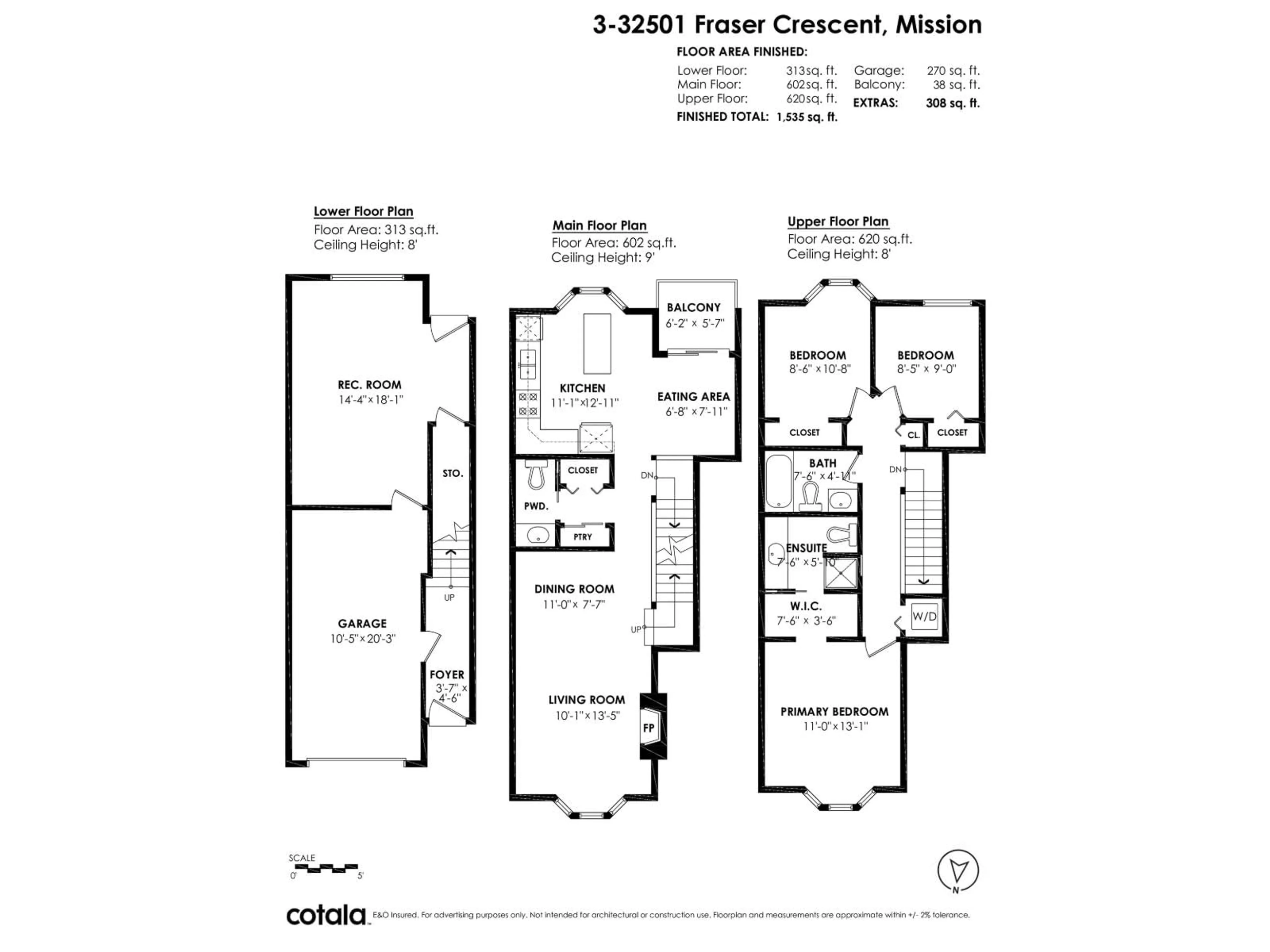 Floor plan for 3 - 32501 FRASER CRESCENT, Mission British Columbia V2V1C5