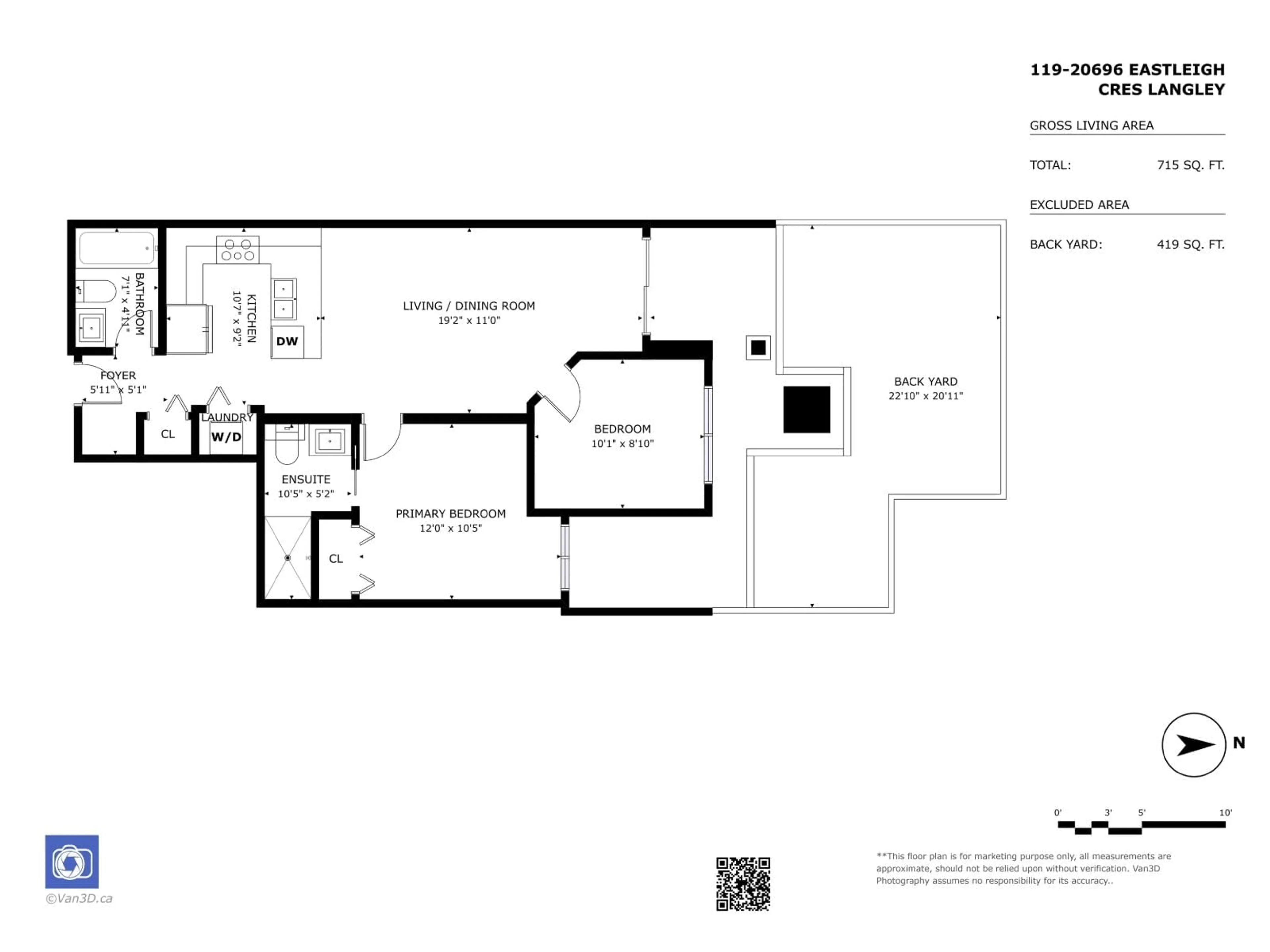 Floor plan for 119 - 20696 EASTLEIGH CRESCENT, Langley British Columbia V3A0M3