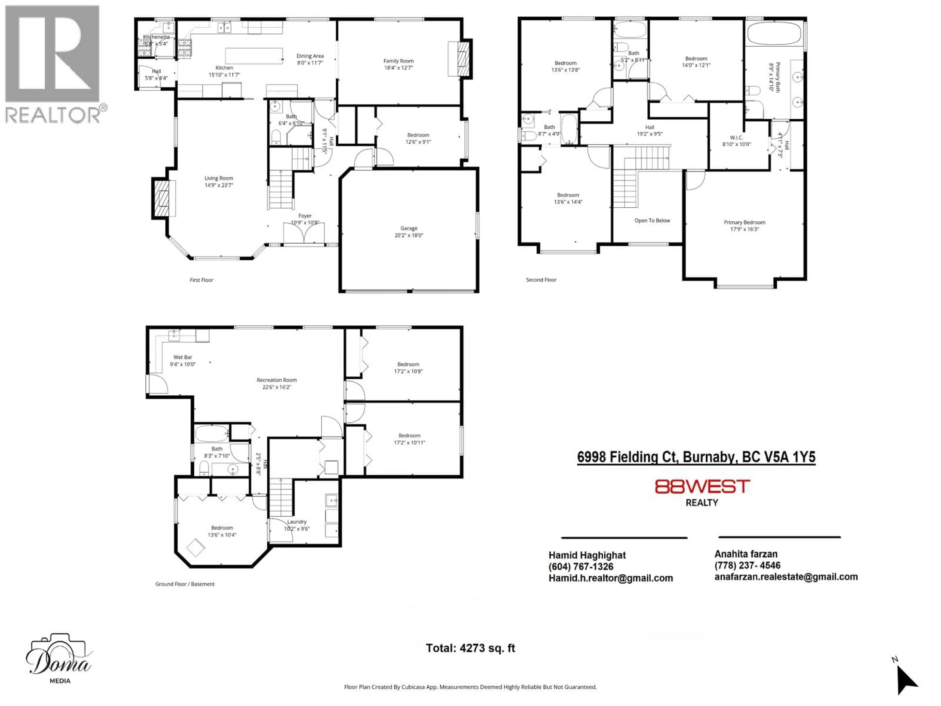 Floor plan for 6998 FIELDING COURT, Burnaby British Columbia V5A1Y5