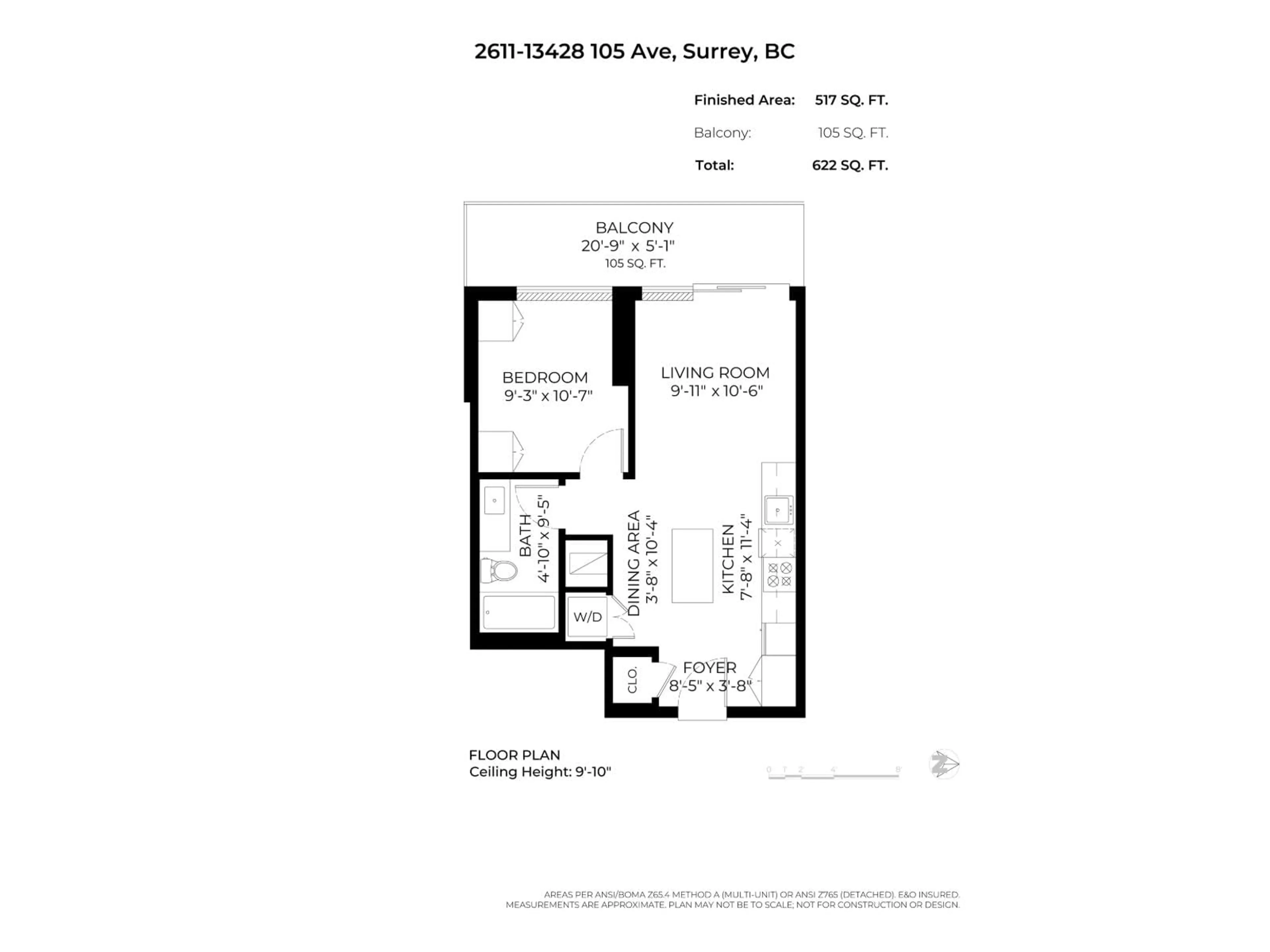 Floor plan for 2611 - 13428 105 AVENUE, Surrey British Columbia V3T0S6
