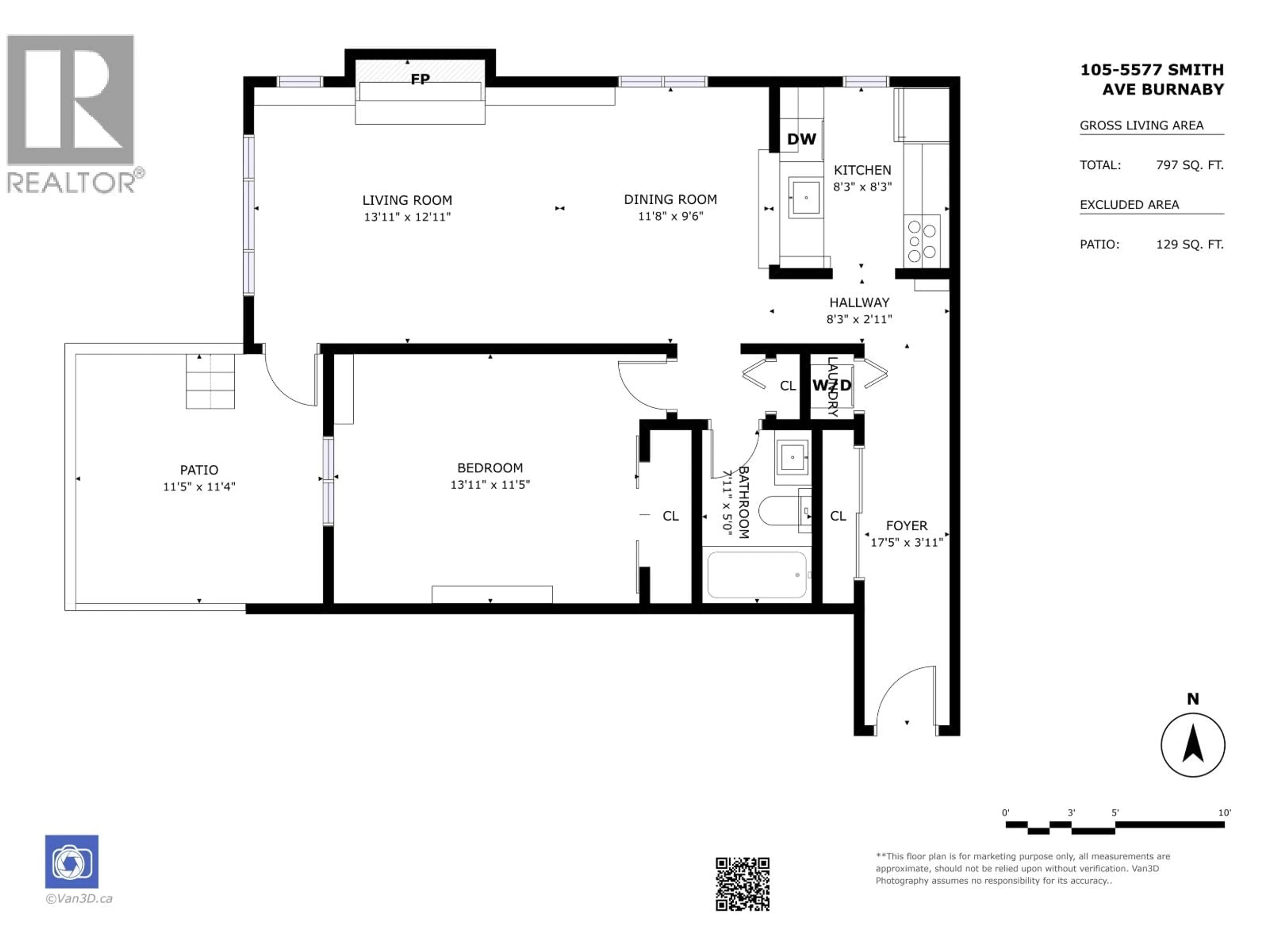 Floor plan for 105 - 5577 SMITH AVENUE, Burnaby British Columbia V5H2K7