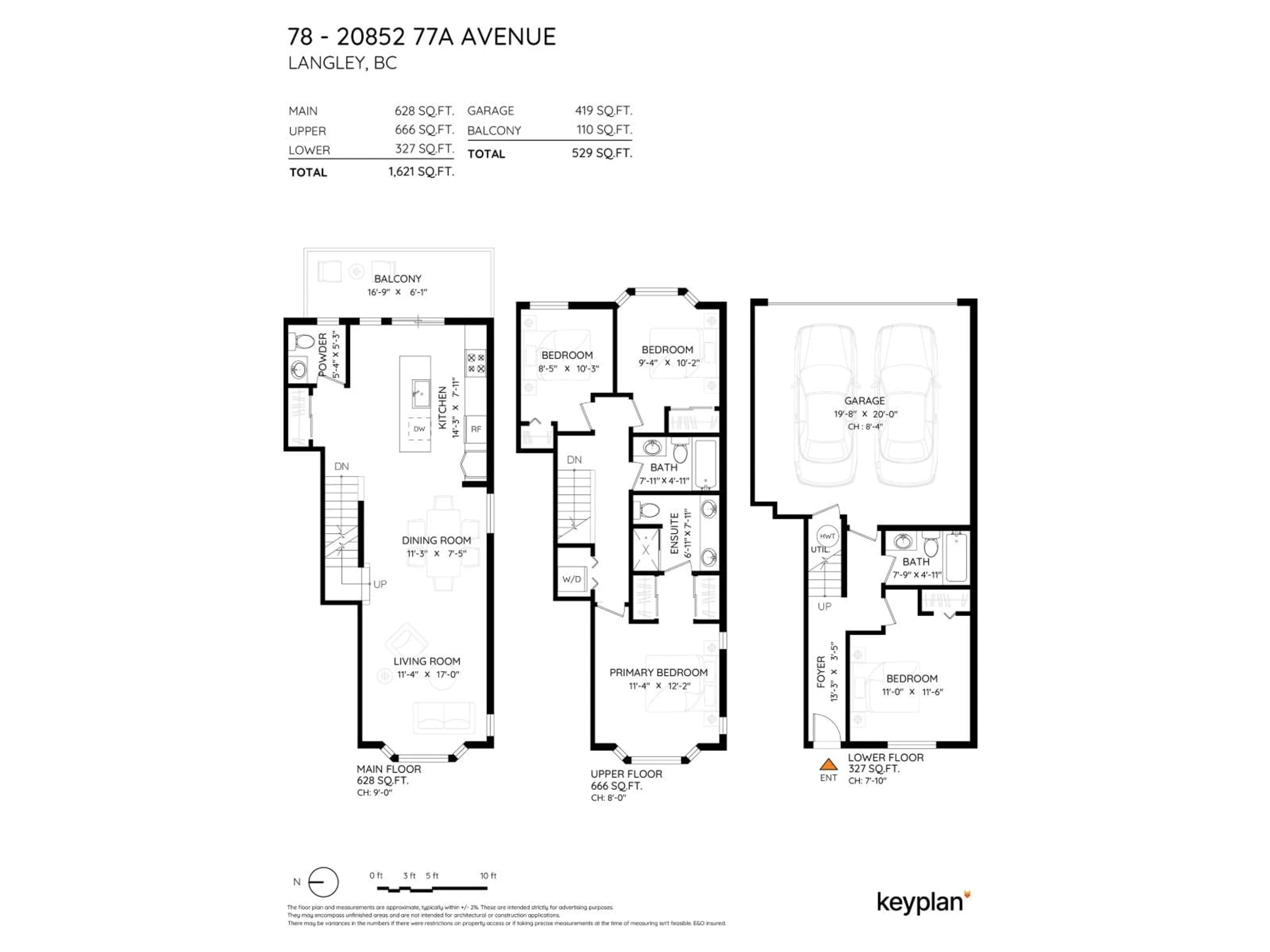 Floor plan for 78 - 20852 77A AVENUE, Langley British Columbia V2Y0R8
