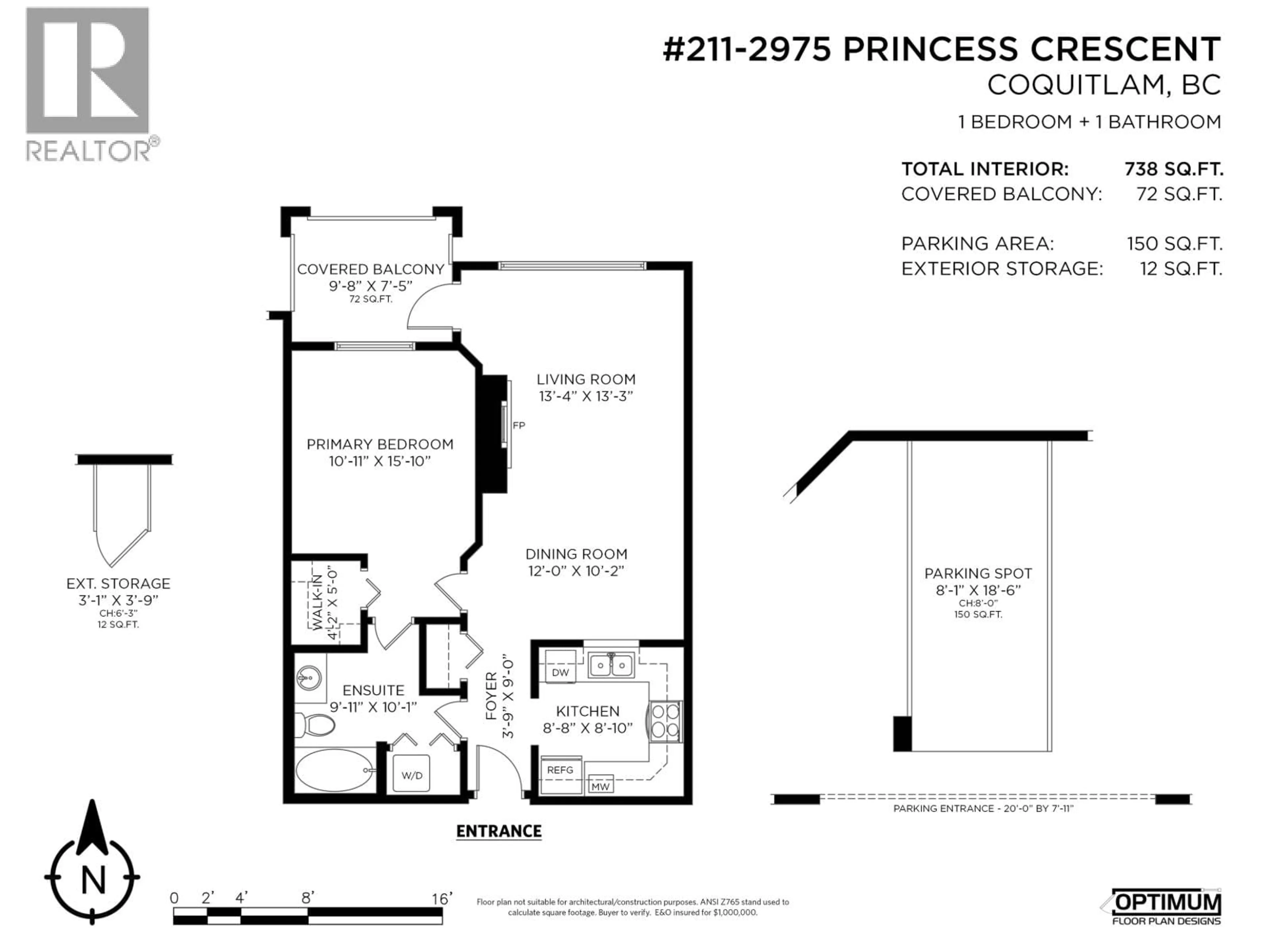 Floor plan for 211 - 2975 PRINCESS CRESCENT, Coquitlam British Columbia V3B7N3