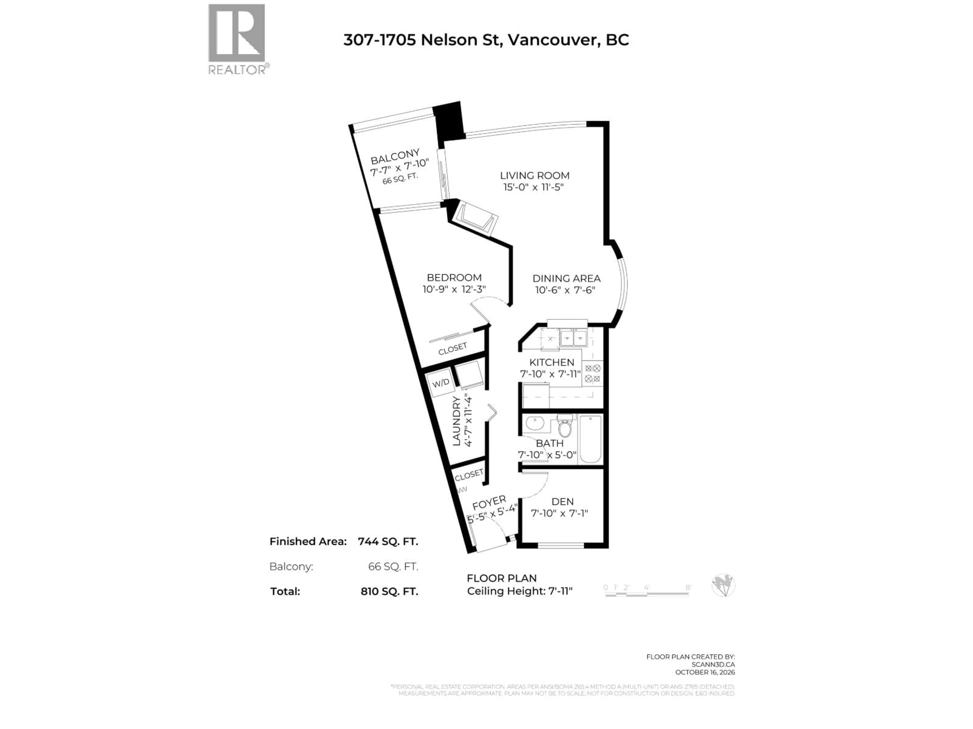 Floor plan for 307 - 1705 NELSON STREET, Vancouver British Columbia V6G1M6
