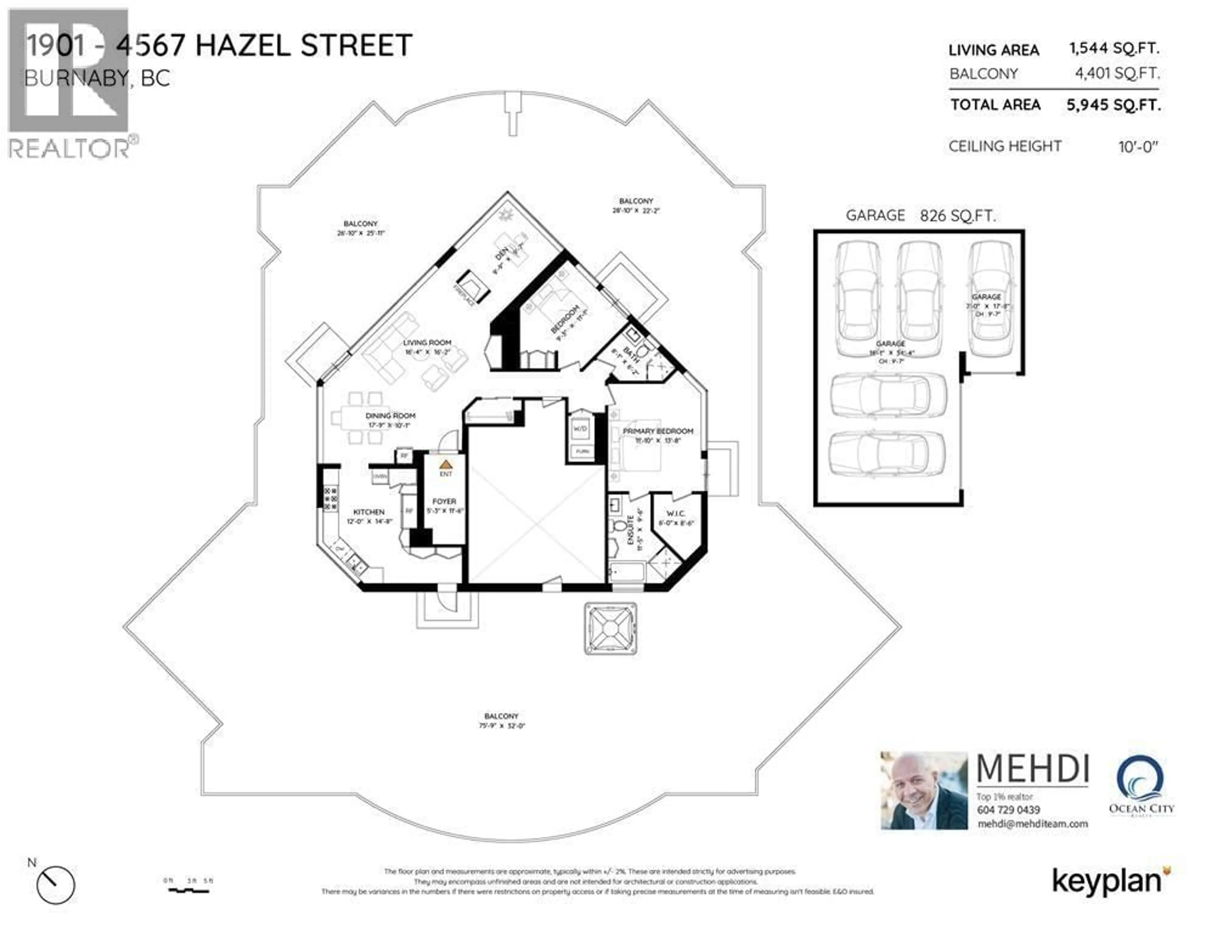 Floor plan for 1901 - 4567 HAZEL STREET, Burnaby British Columbia V5H4V4