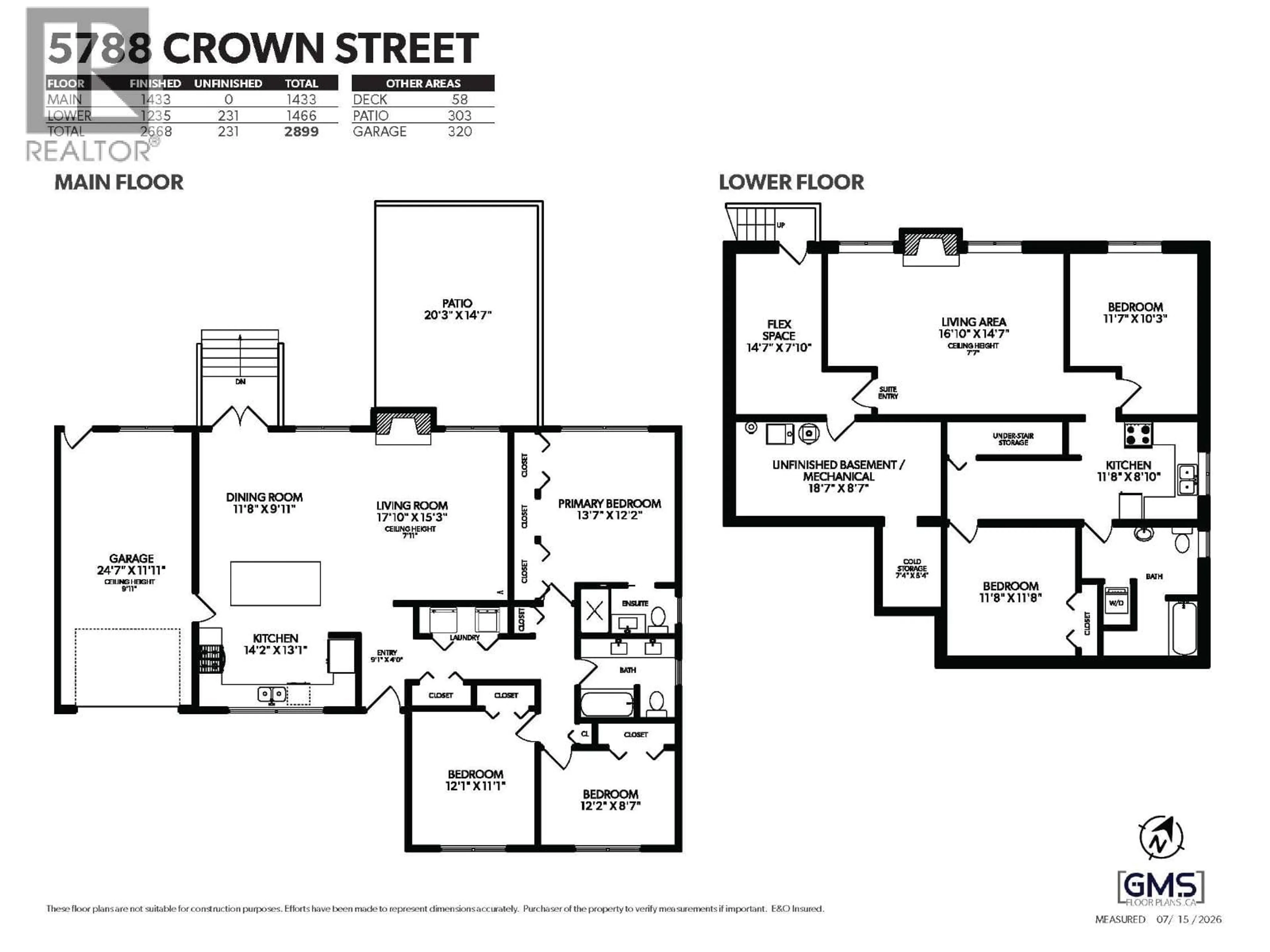 Floor plan for 5788 CROWN STREET, Vancouver British Columbia V6N2B7