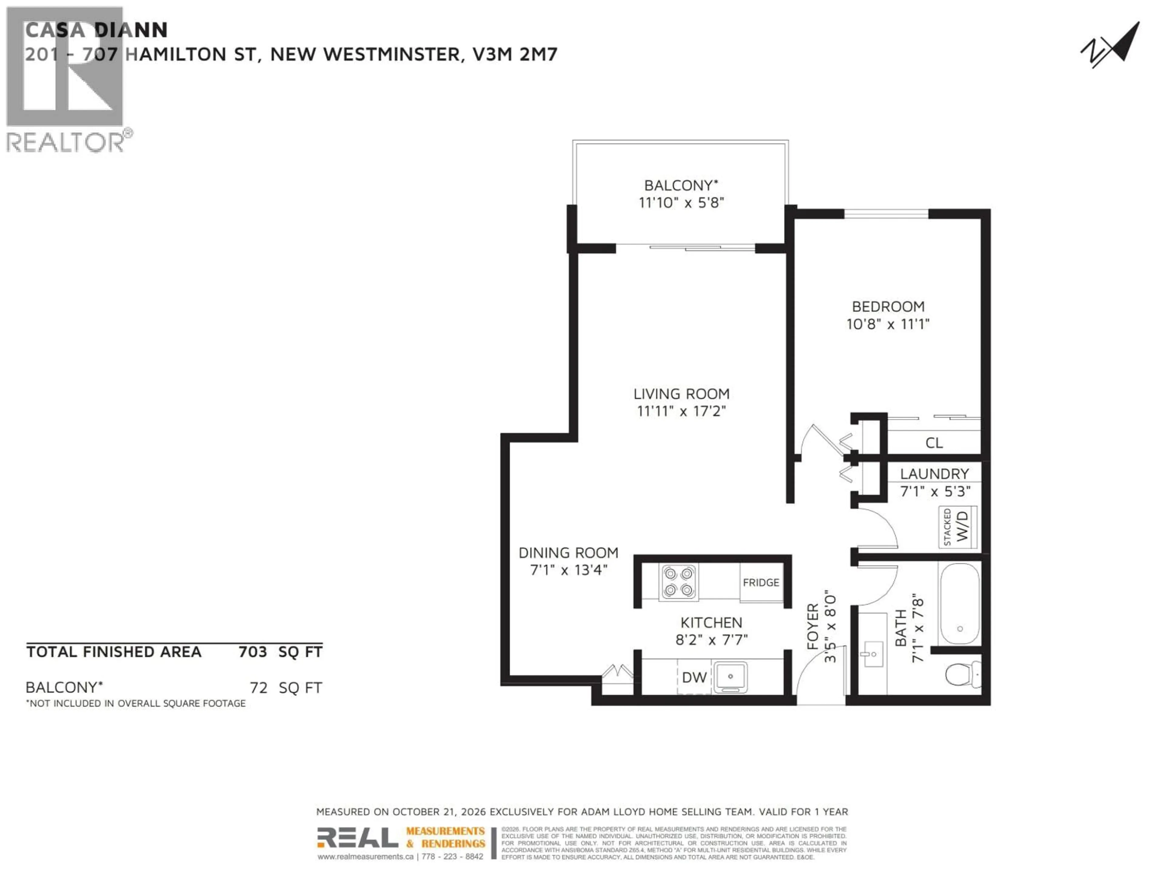 Floor plan for 201 - 707 HAMILTON STREET, New Westminster British Columbia V3M2M7