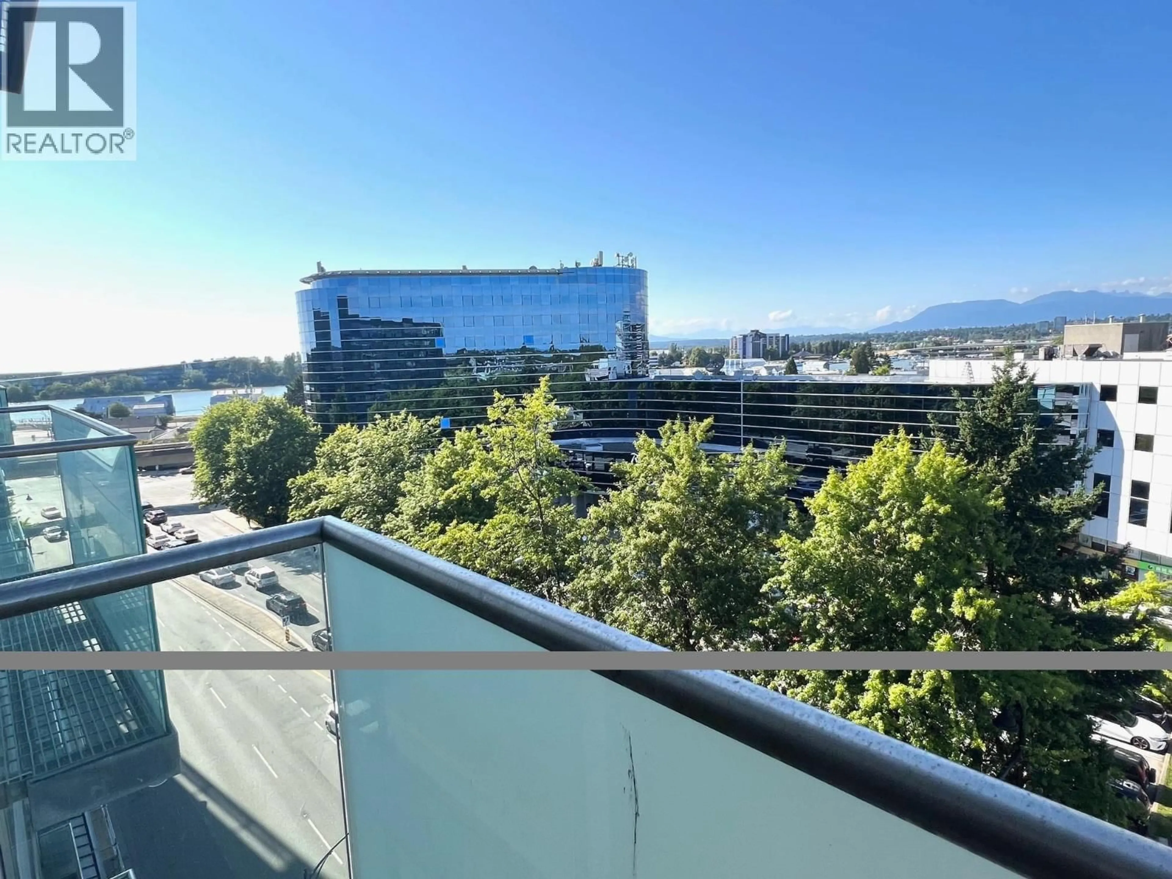 Balcony in the apartment, city buildings view from balcony for 716 - 8080 CAMBIE ROAD, Richmond British Columbia V6X0C1
