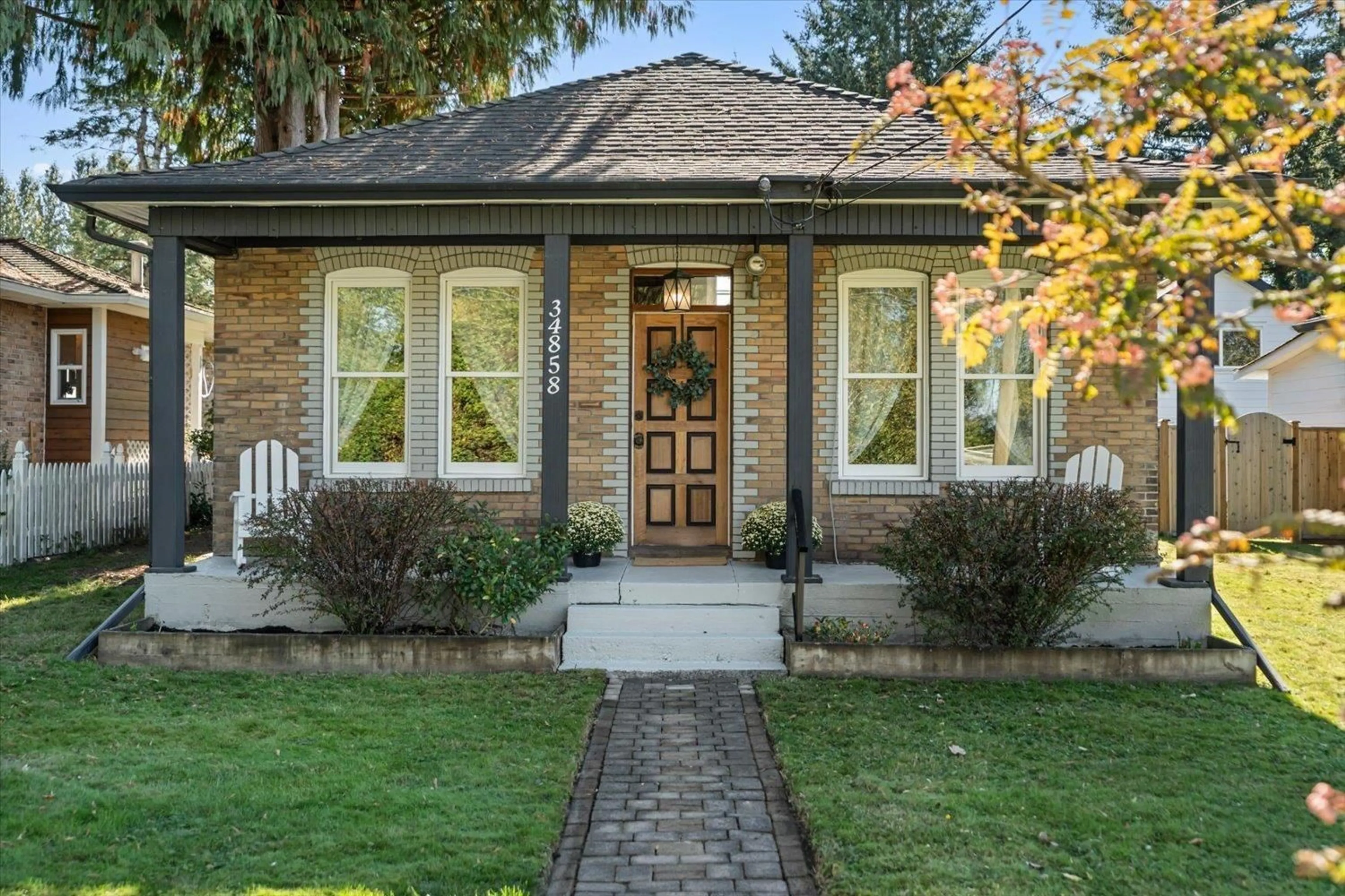 Home with brick exterior material, street for 34858 CLAYBURN ROAD, Abbotsford British Columbia V2S7Y9