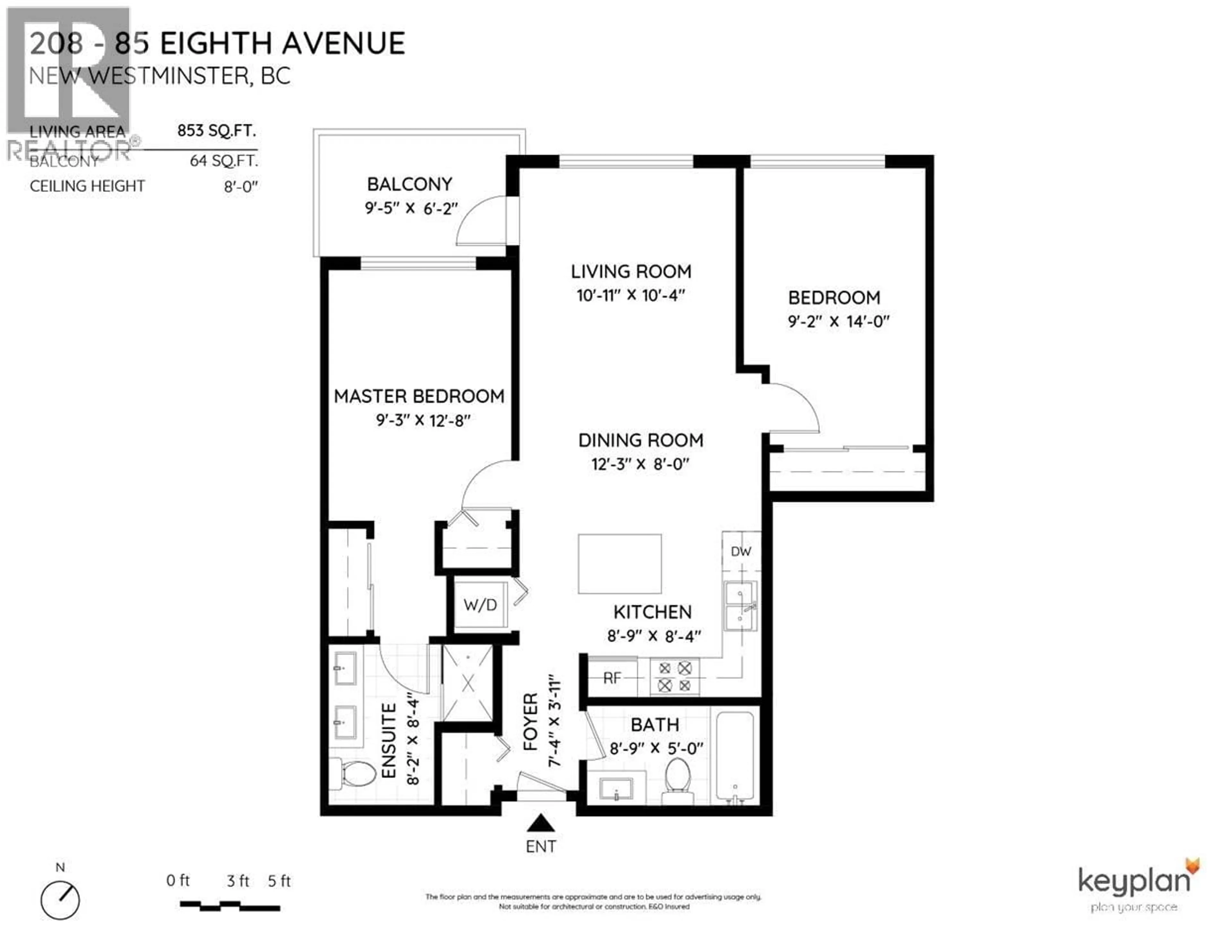 Floor plan for 208 - 85 EIGHTH AVENUE, New Westminster British Columbia V3L0E9