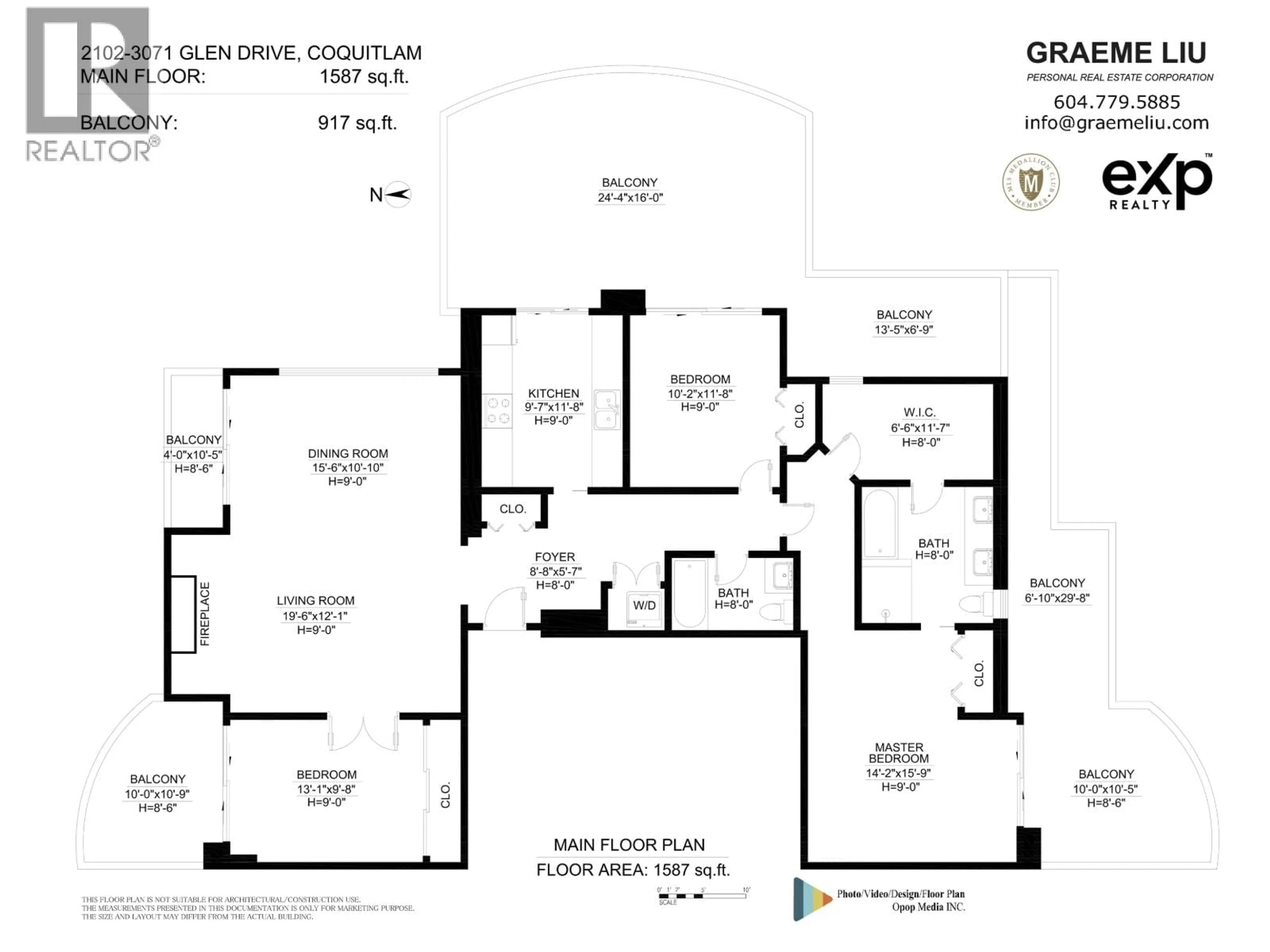 Floor plan for 2102 - 3071 GLEN DRIVE, Coquitlam British Columbia V3B7R1
