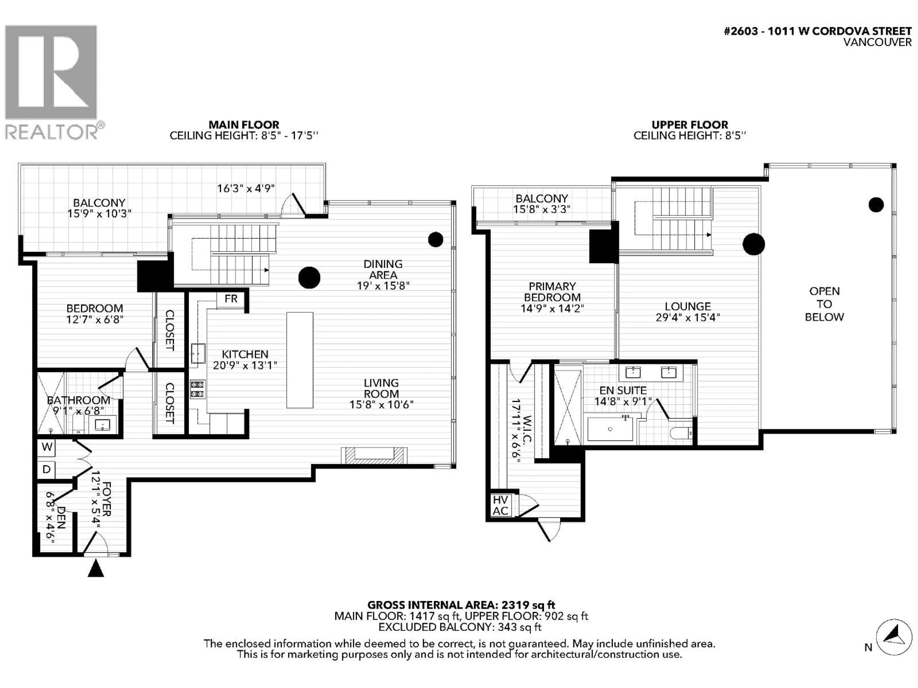 Floor plan for 2603 - 1011 CORDOVA STREET, Vancouver British Columbia V6C0B2