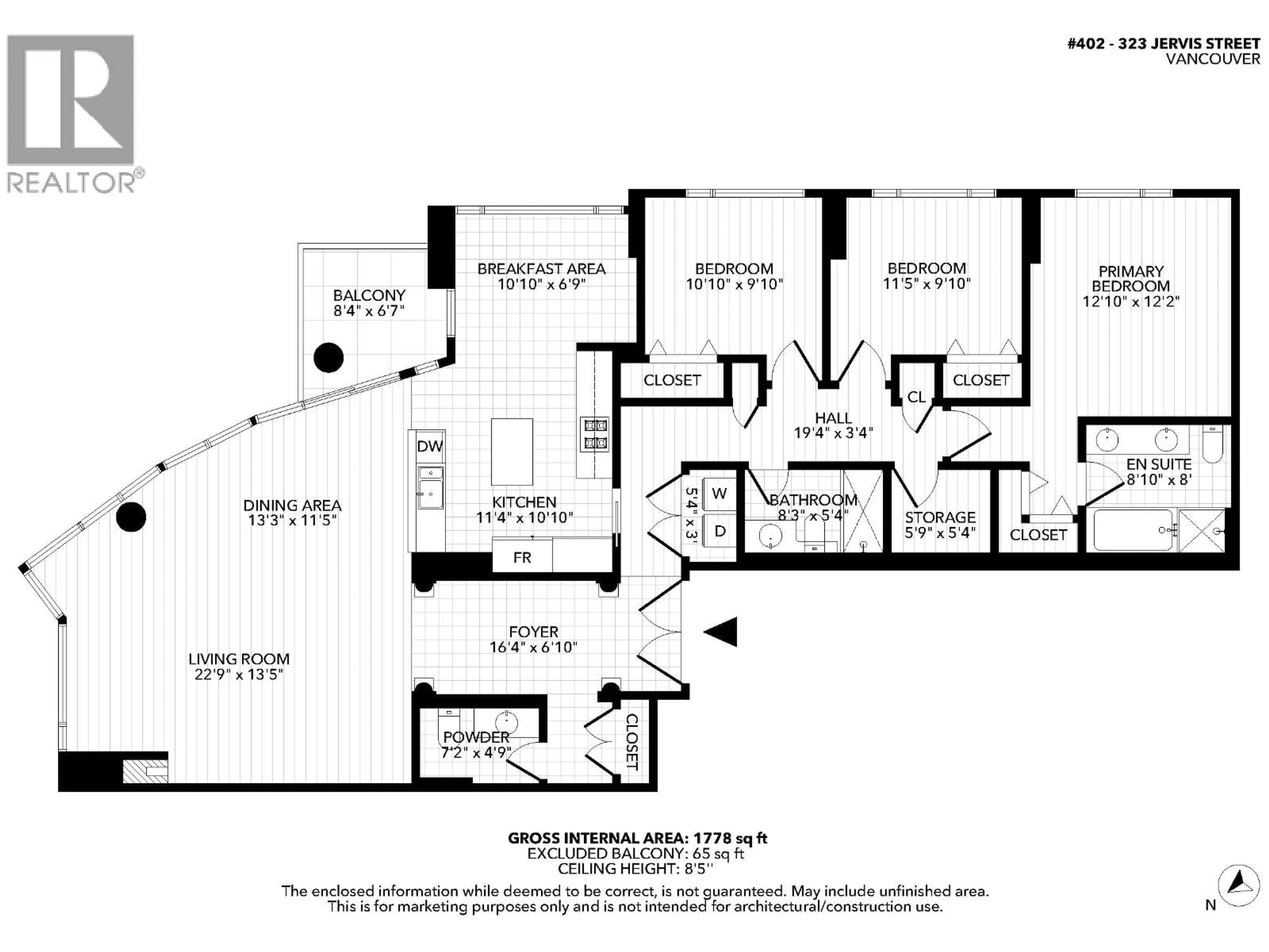 Floor plan for 402 - 323 JERVIS STREET, Vancouver British Columbia V6C3P8