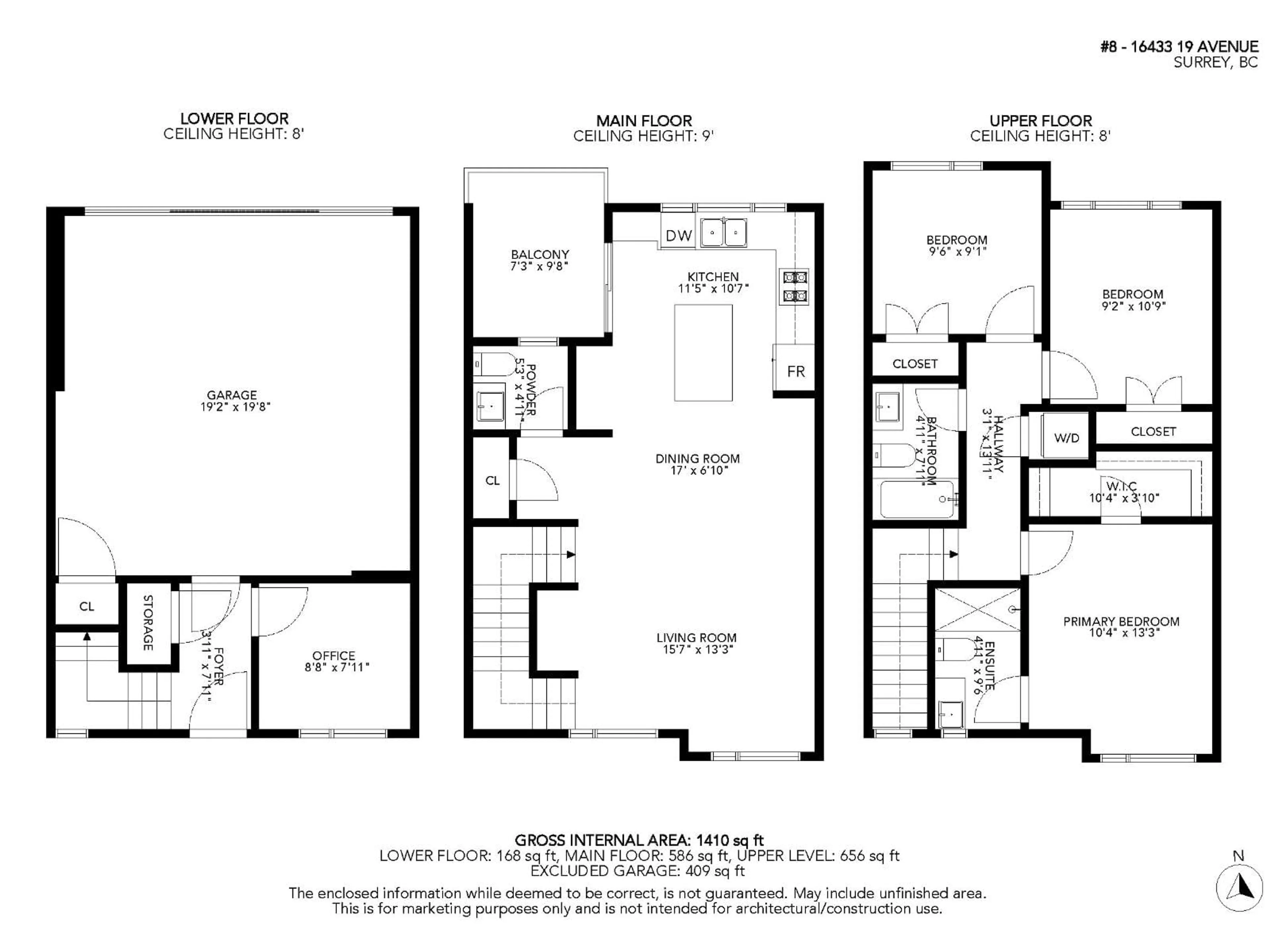 Floor plan for 8 - 16433 19TH AVENUE, Surrey British Columbia V4A9M5