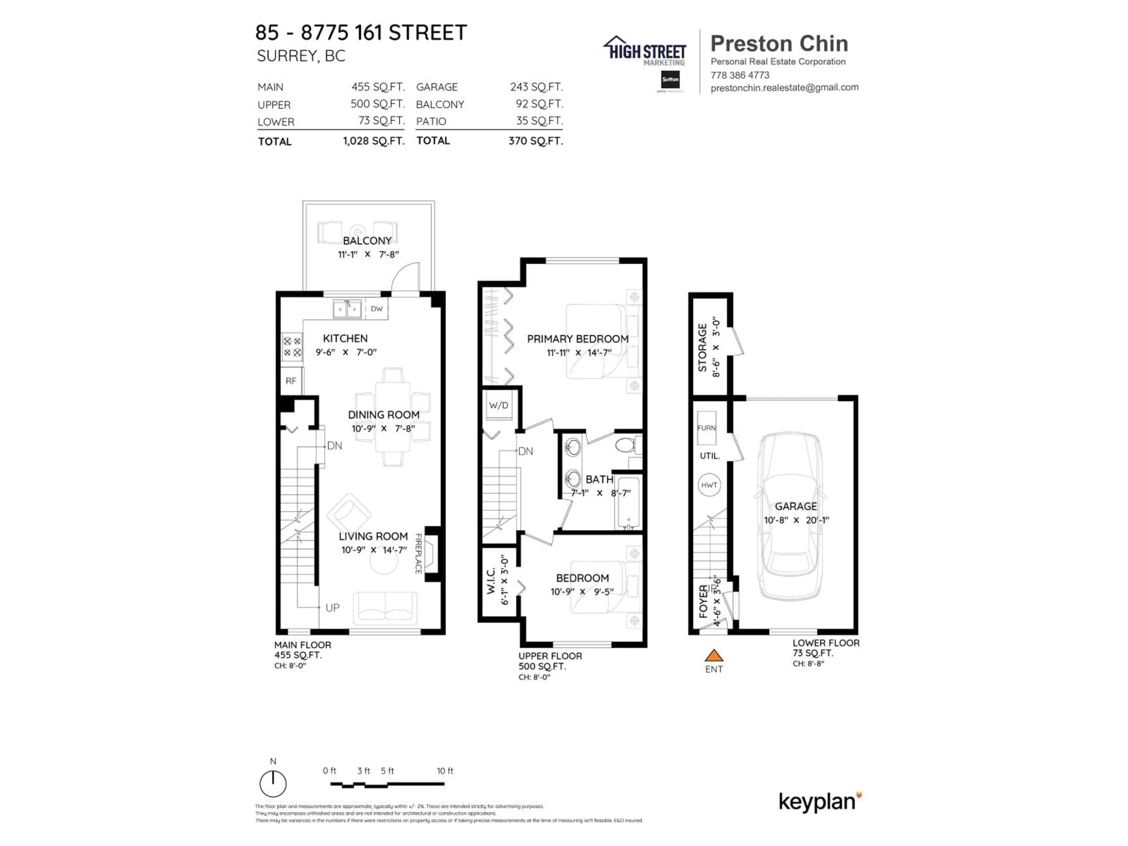 Floor plan for 85 - 8775 161 STREET, Surrey British Columbia V4N5G3