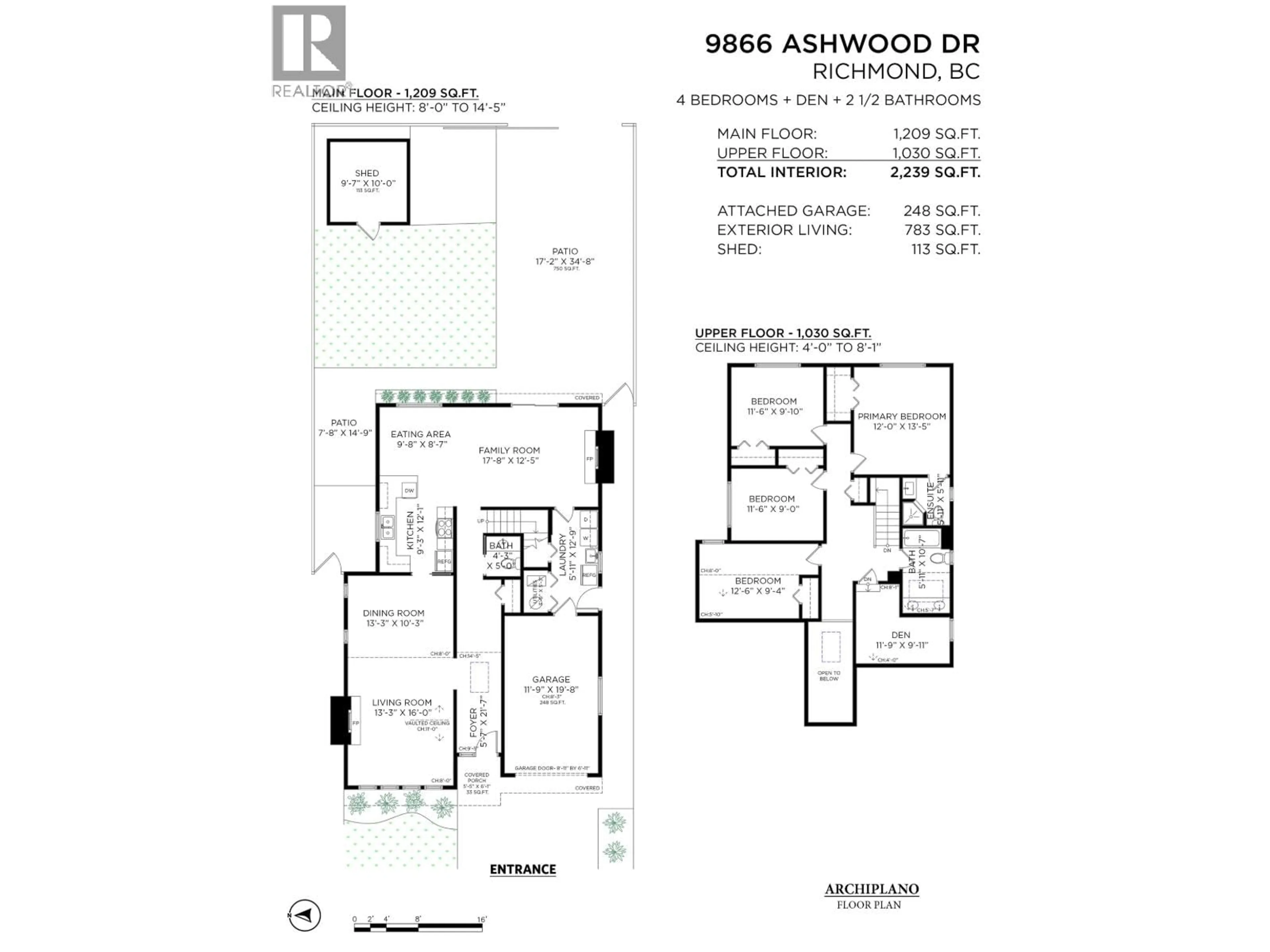 Floor plan for 9866 ASHWOOD DRIVE, Richmond British Columbia V6Y2Z6