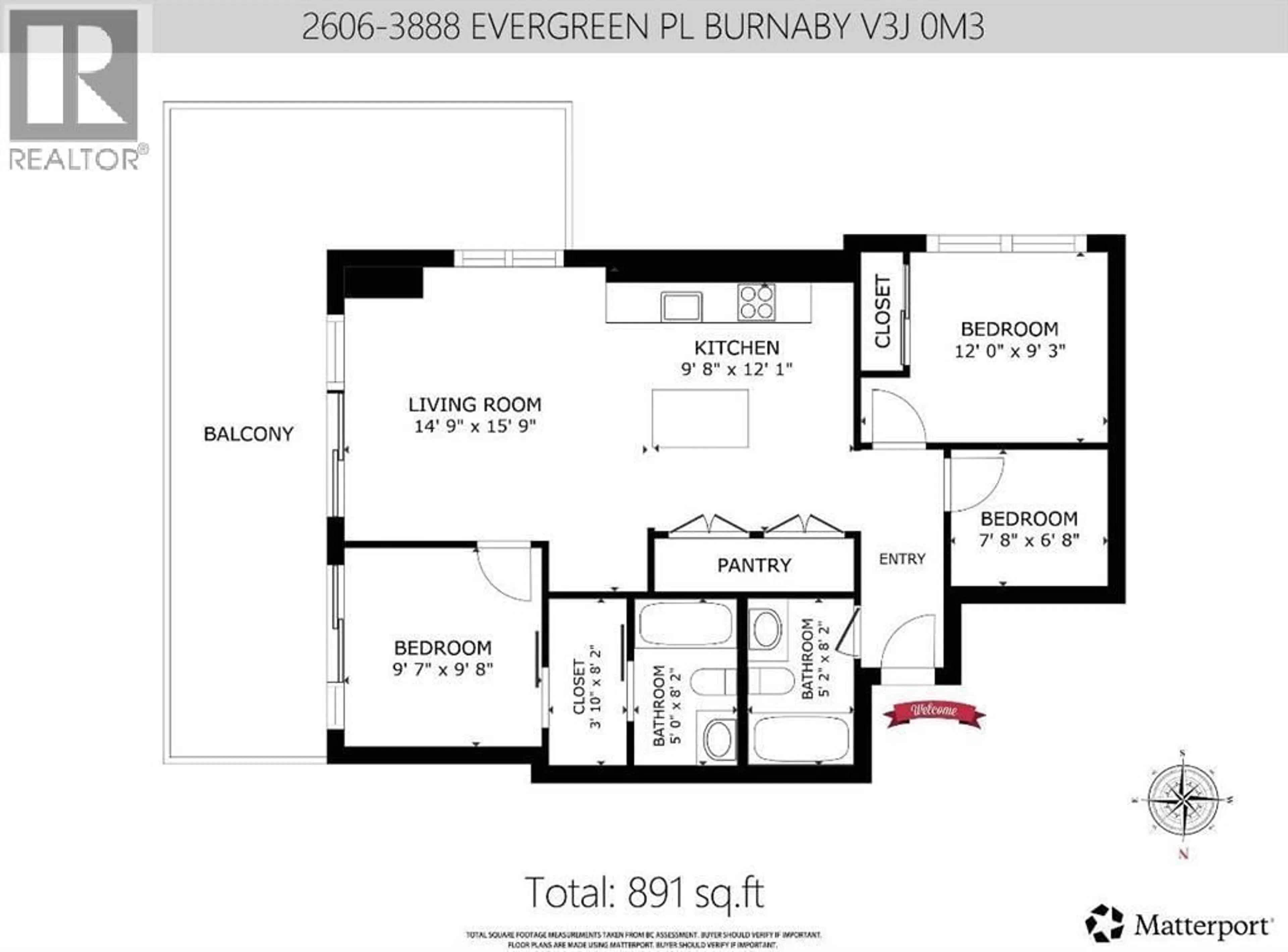 Floor plan for 2606 - 3888 EVERGREEN PLACE, Burnaby British Columbia V3J0M3