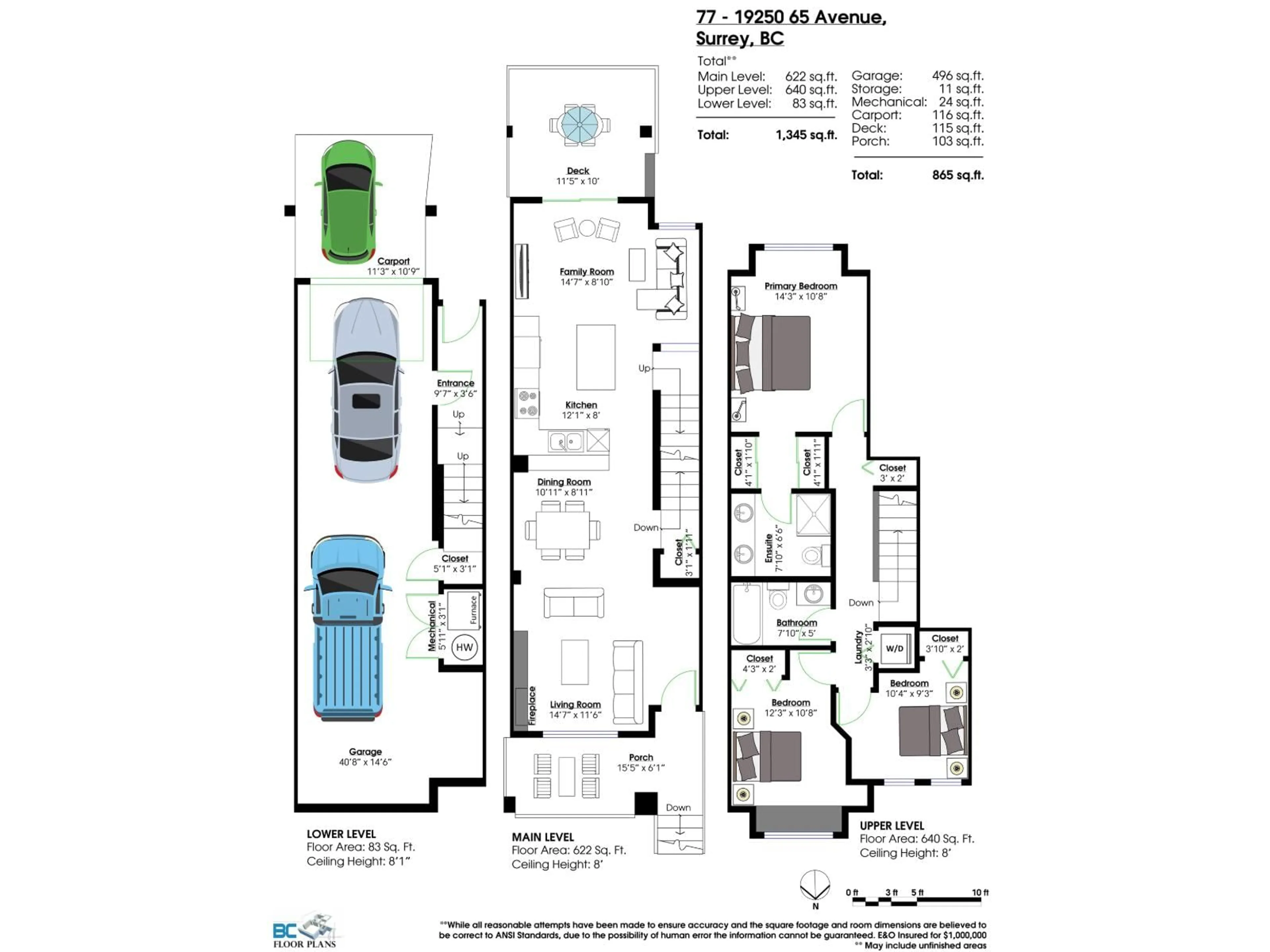 Floor plan for 77 - 19250 65 AVENUE, Surrey British Columbia V4N5R7