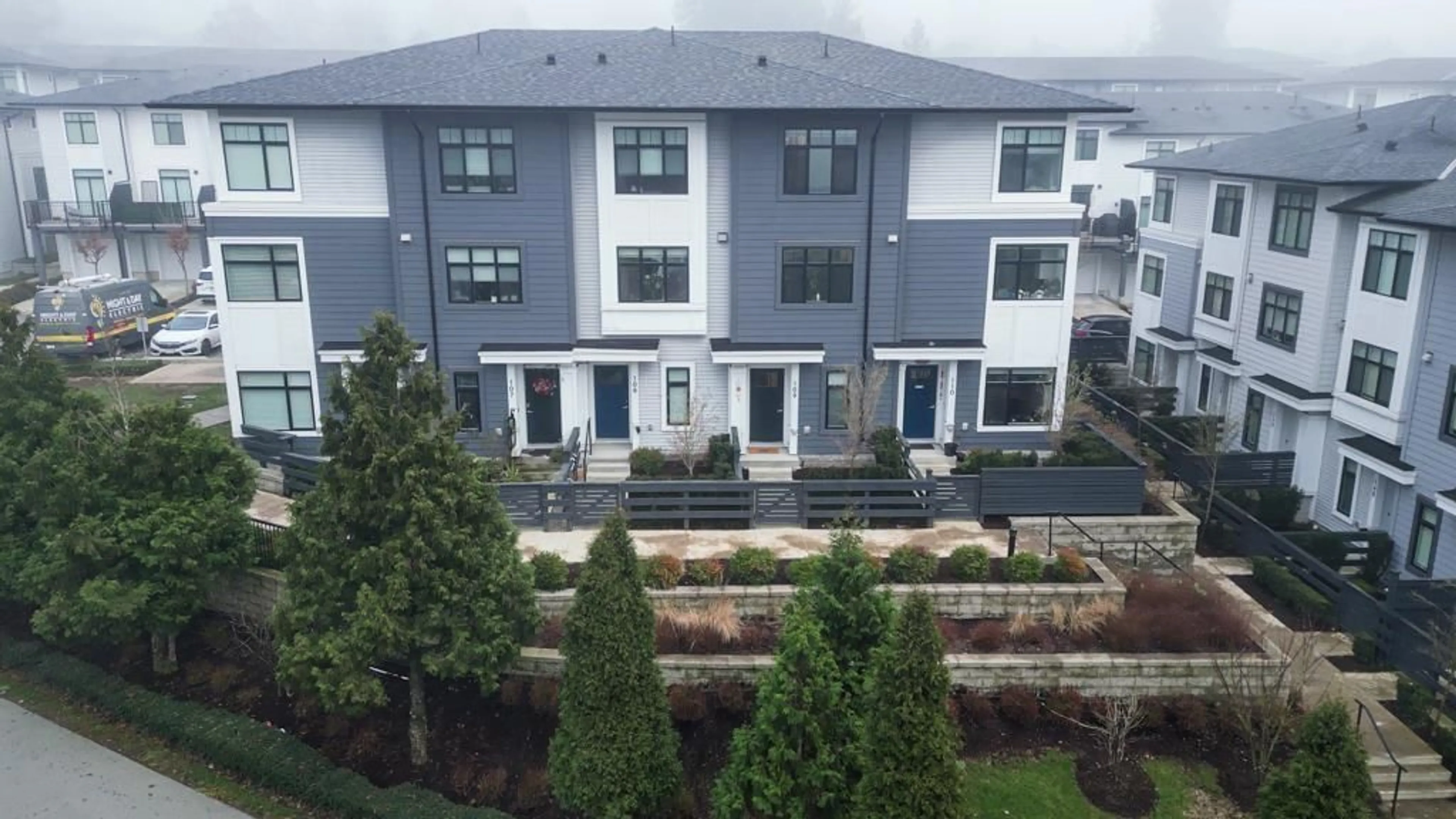 A pic from outside/outdoor area/front of a property/back of a property/a pic from drone, mountain view for 109 - 15235 SITKA DRIVE, Surrey British Columbia V3S0A9