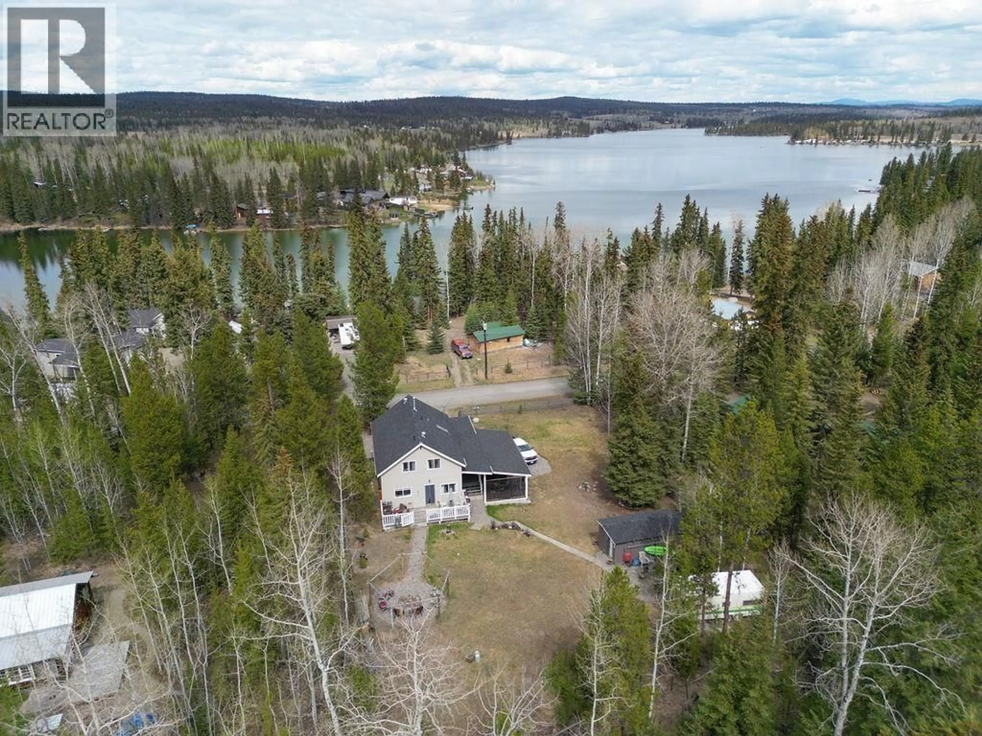 A pic from outside/outdoor area/front of a property/back of a property/a pic from drone, water/lake/river/ocean view for 6318 MOOSE POINT DRIVE, Lone Butte British Columbia V0K2K1