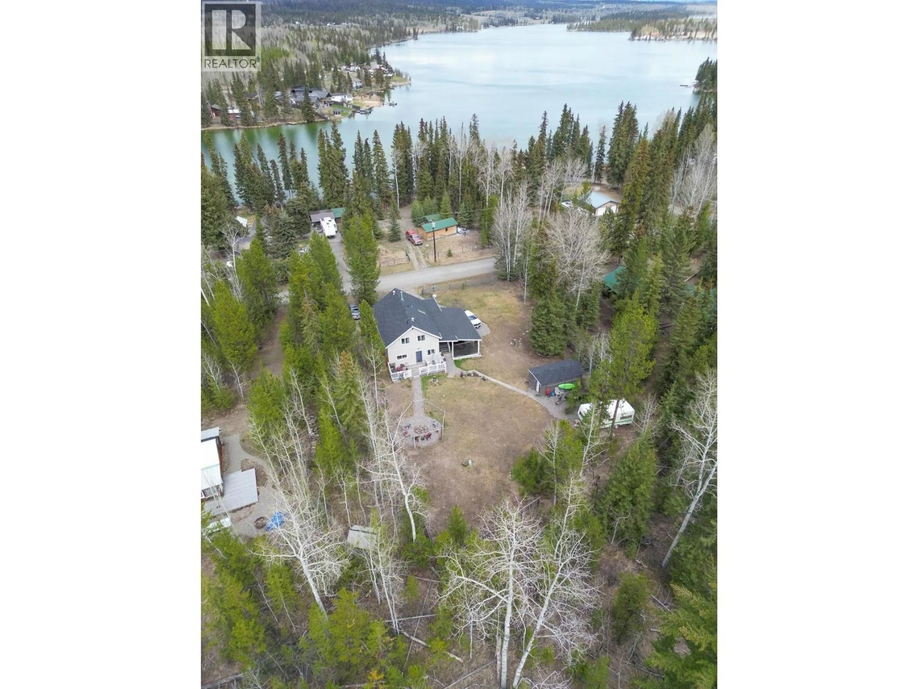 A pic from outside/outdoor area/front of a property/back of a property/a pic from drone, water/lake/river/ocean view for 6318 MOOSE POINT DRIVE, Lone Butte British Columbia V0K2K1