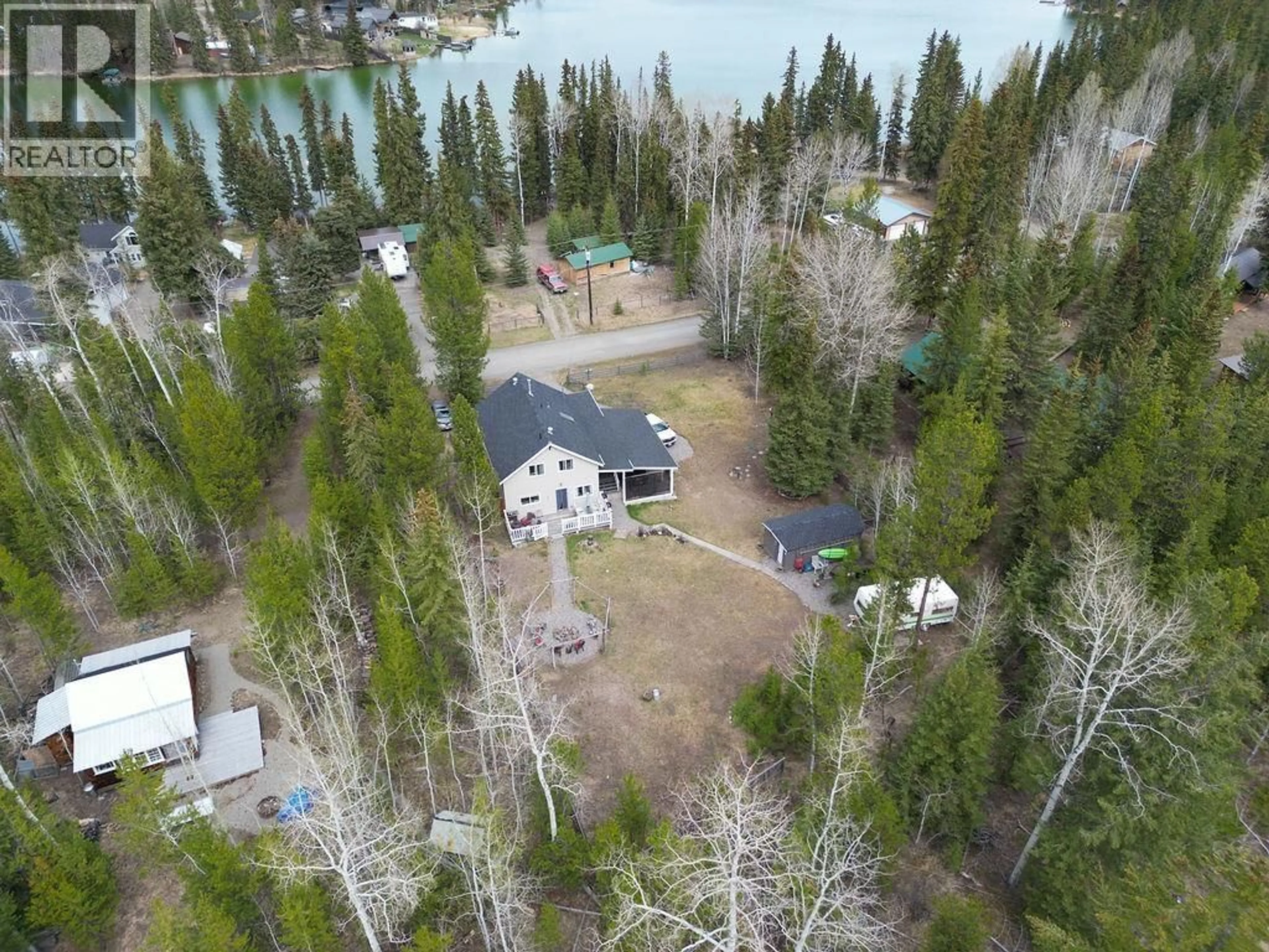 A pic from outside/outdoor area/front of a property/back of a property/a pic from drone, water/lake/river/ocean view for 6318 MOOSE POINT DRIVE, Lone Butte British Columbia V0K2K1