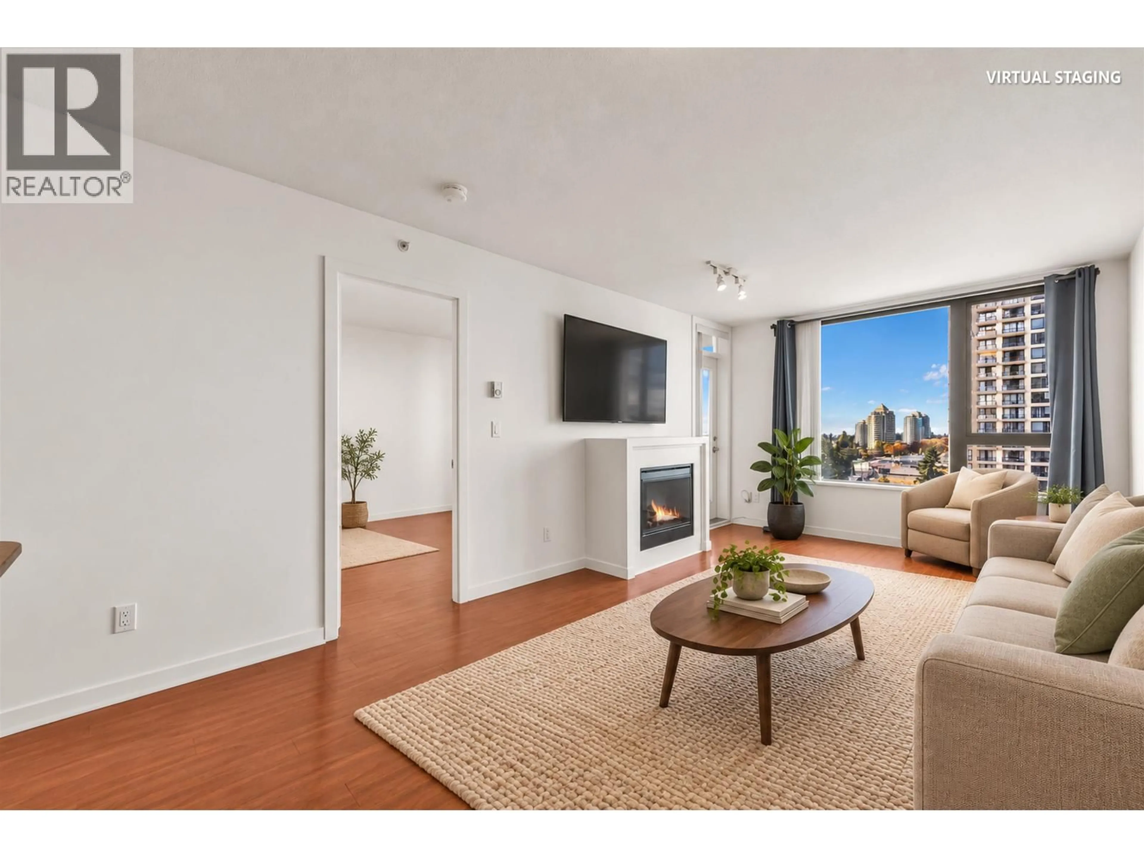 Living room with furniture, wood/laminate floor for 1508 - 7063 HALL AVENUE, Burnaby British Columbia V5E0A5