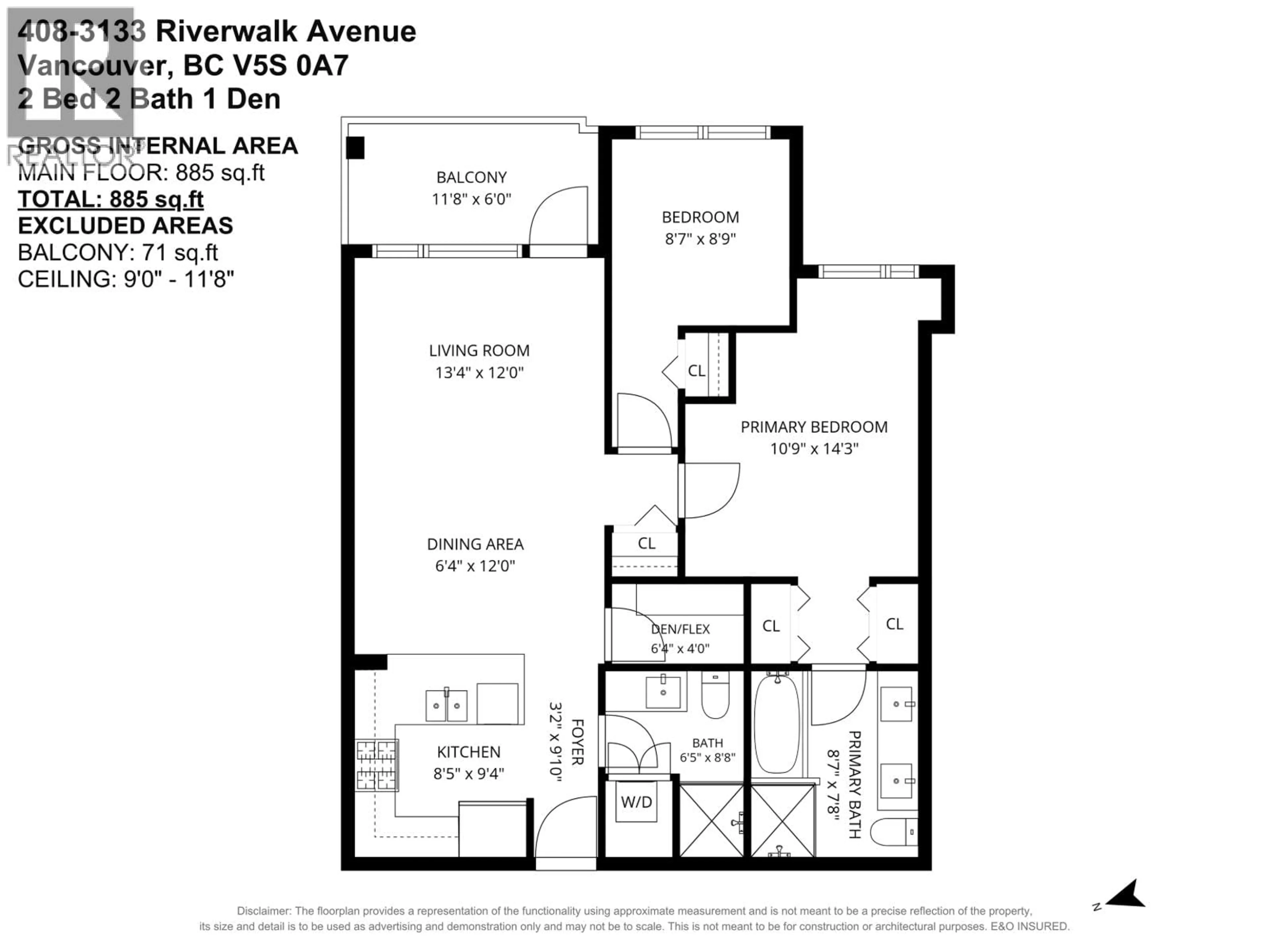 Floor plan for 408 - 3133 RIVERWALK AVENUE, Vancouver British Columbia V5S0A7
