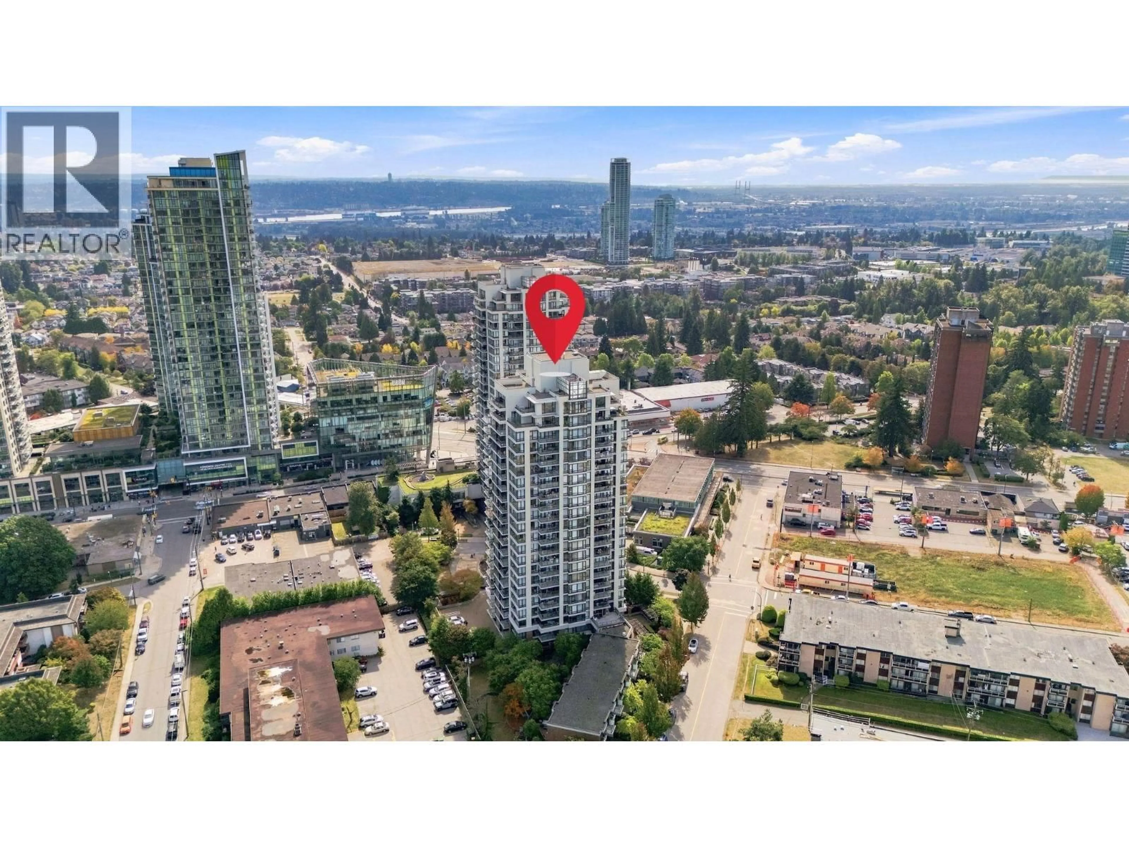 A pic from outside/outdoor area/front of a property/back of a property/a pic from drone, city buildings view from balcony for 2101 - 7325 ARCOLA STREET, Burnaby British Columbia V5E0A8