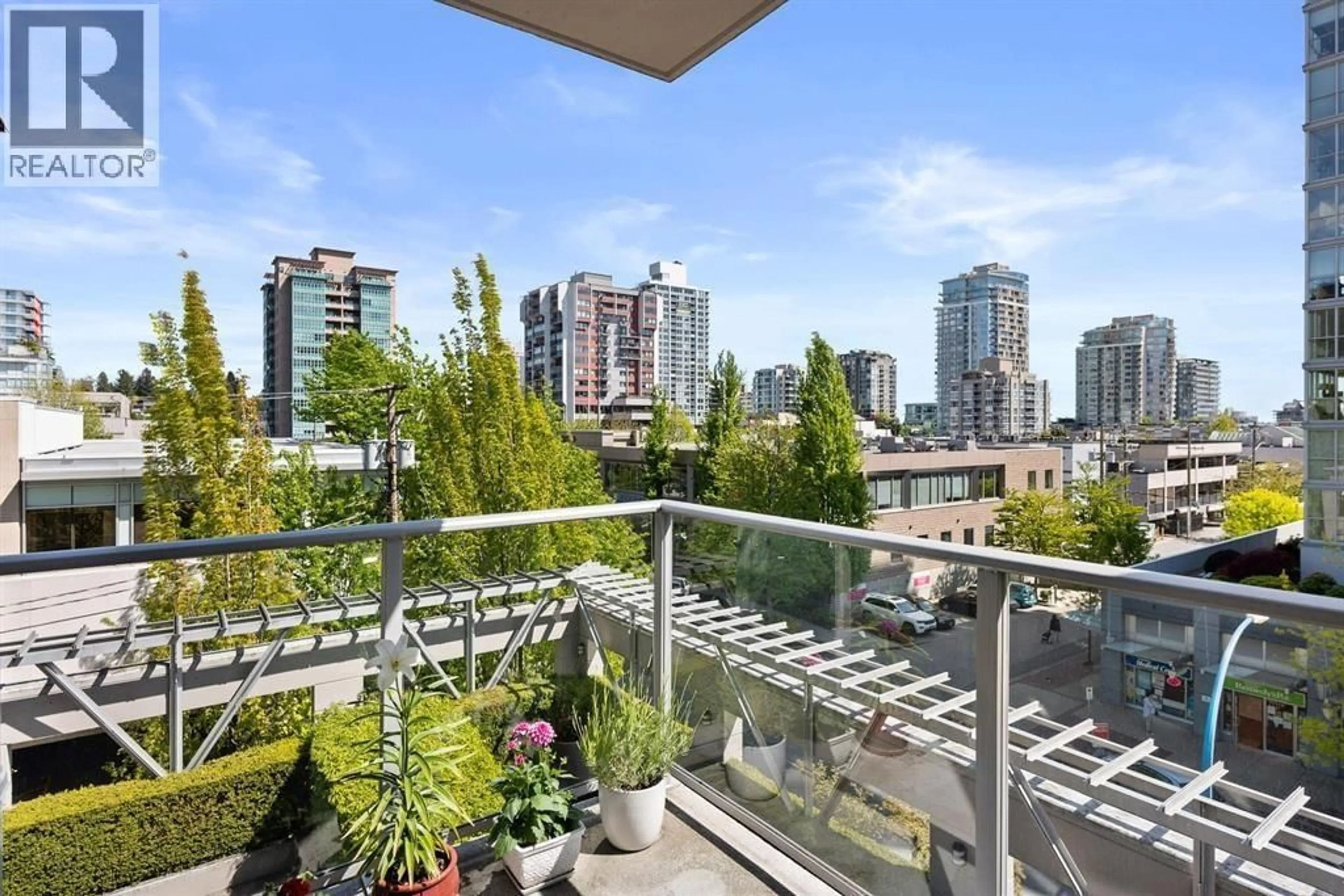 Balcony in the apartment, city buildings view from balcony for 405 - 120 16 STREET, North Vancouver British Columbia V7M3N6