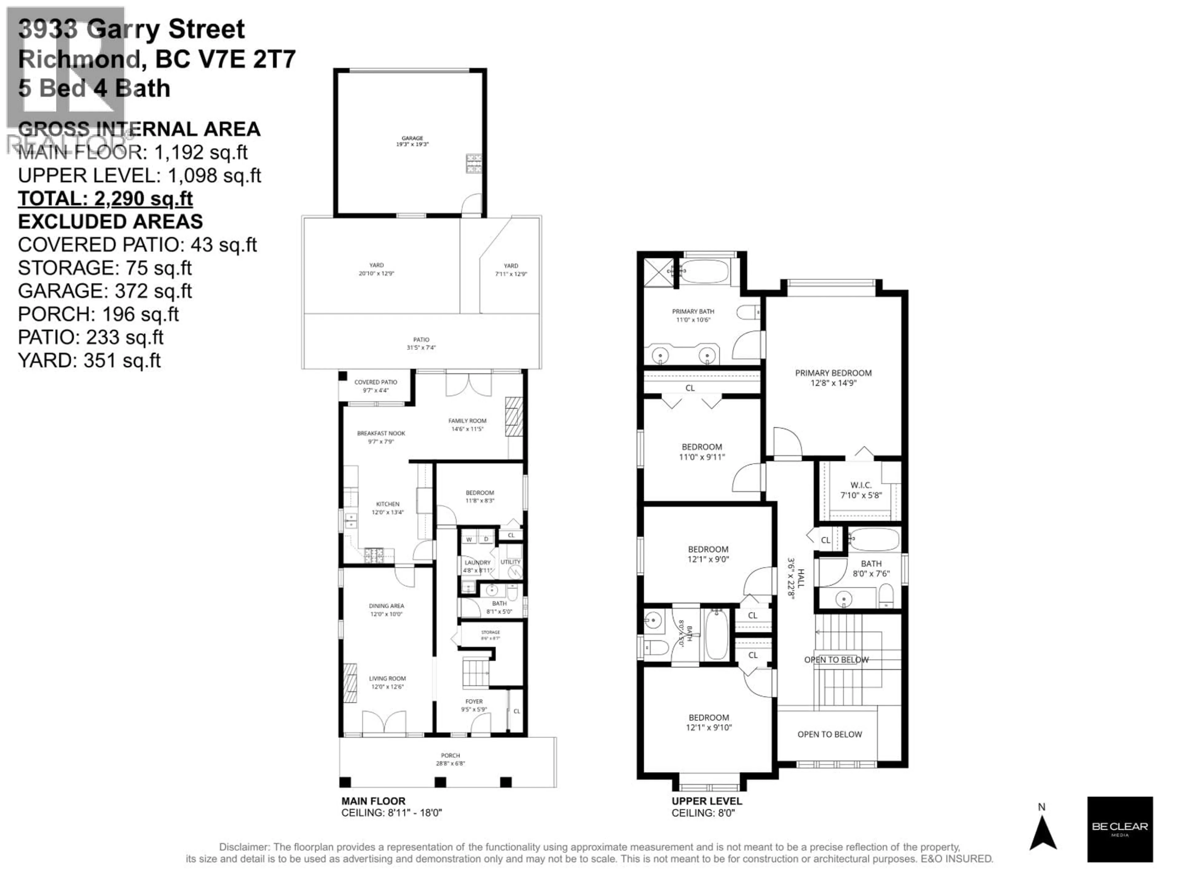Floor plan for 3933 GARRY STREET, Richmond British Columbia V7E2T7