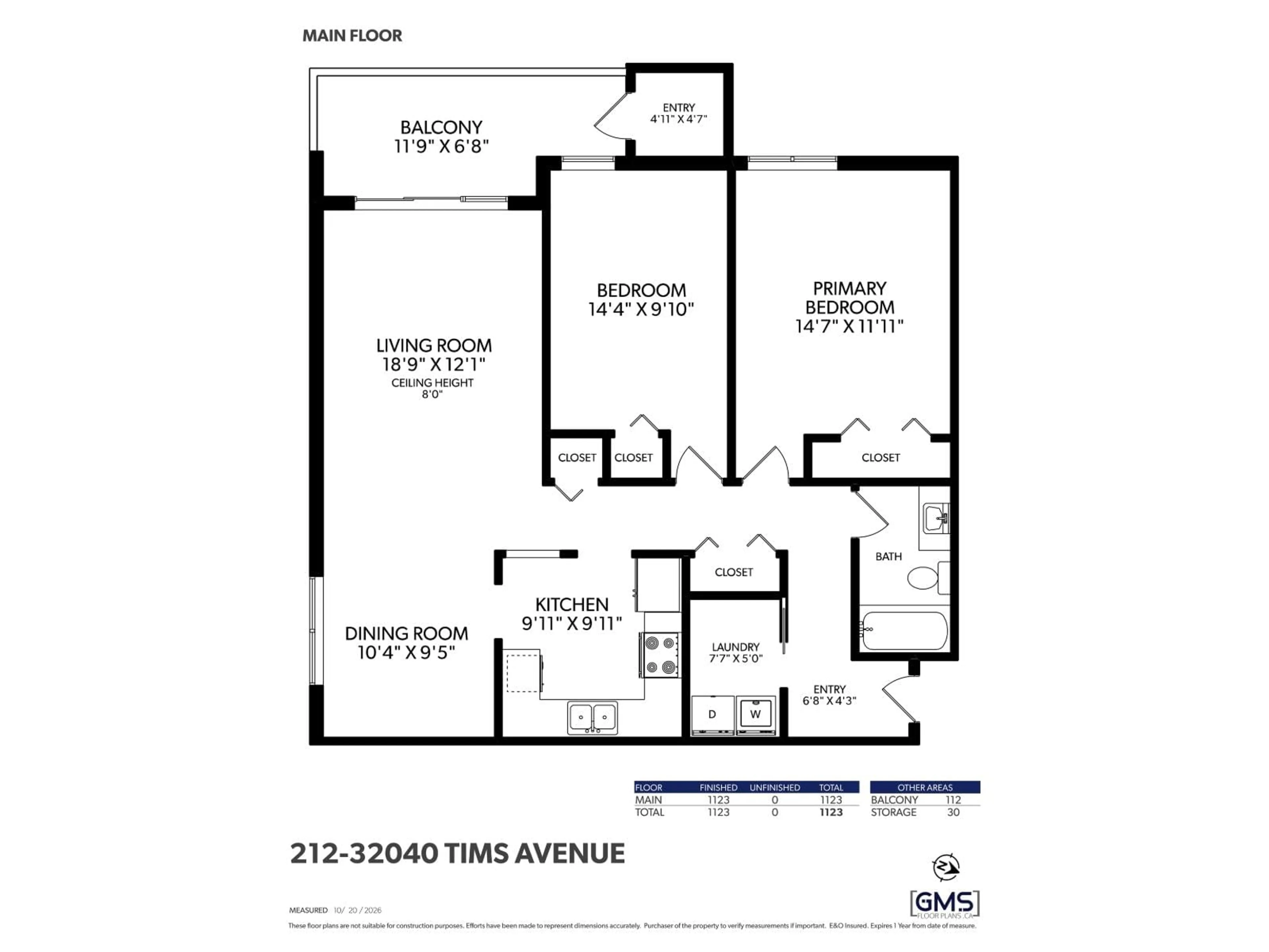Floor plan for 212 - 32040 TIMS AVENUE, Abbotsford British Columbia V2T2H2