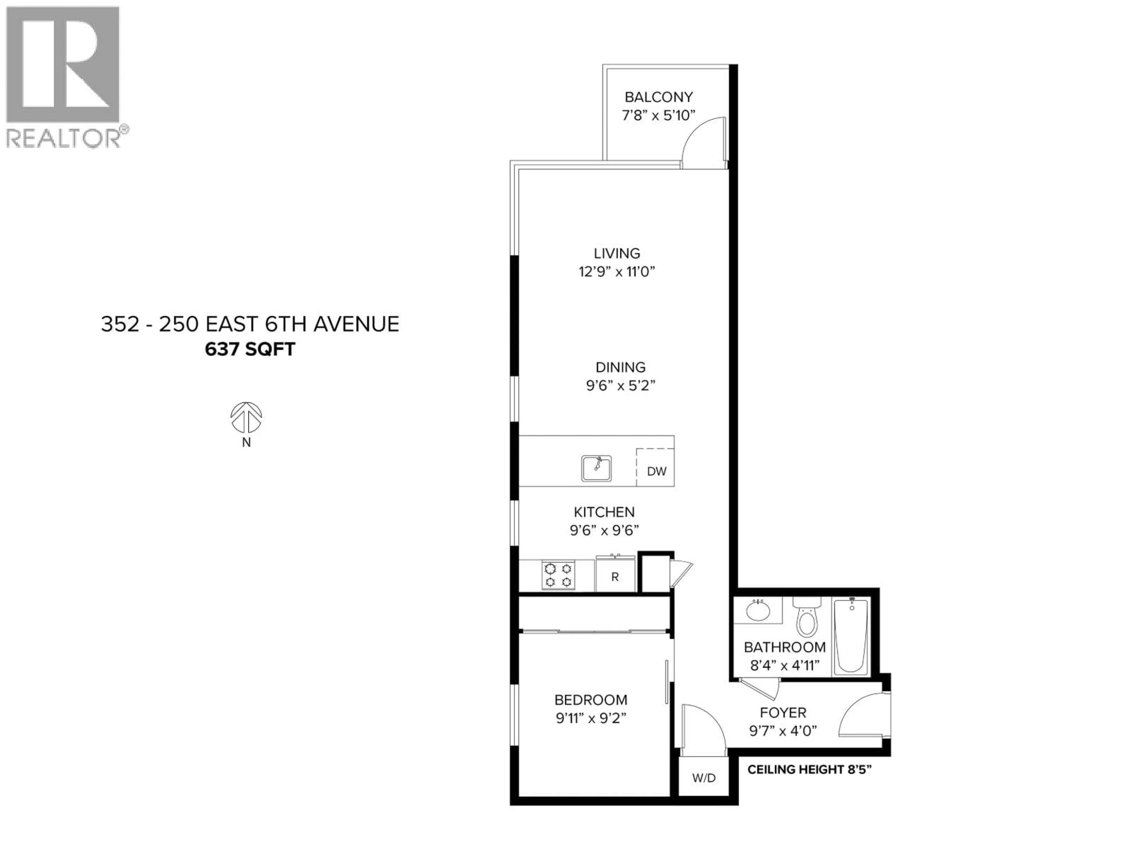 Floor plan for 352 - 250 6TH AVENUE, Vancouver British Columbia V5T0B7