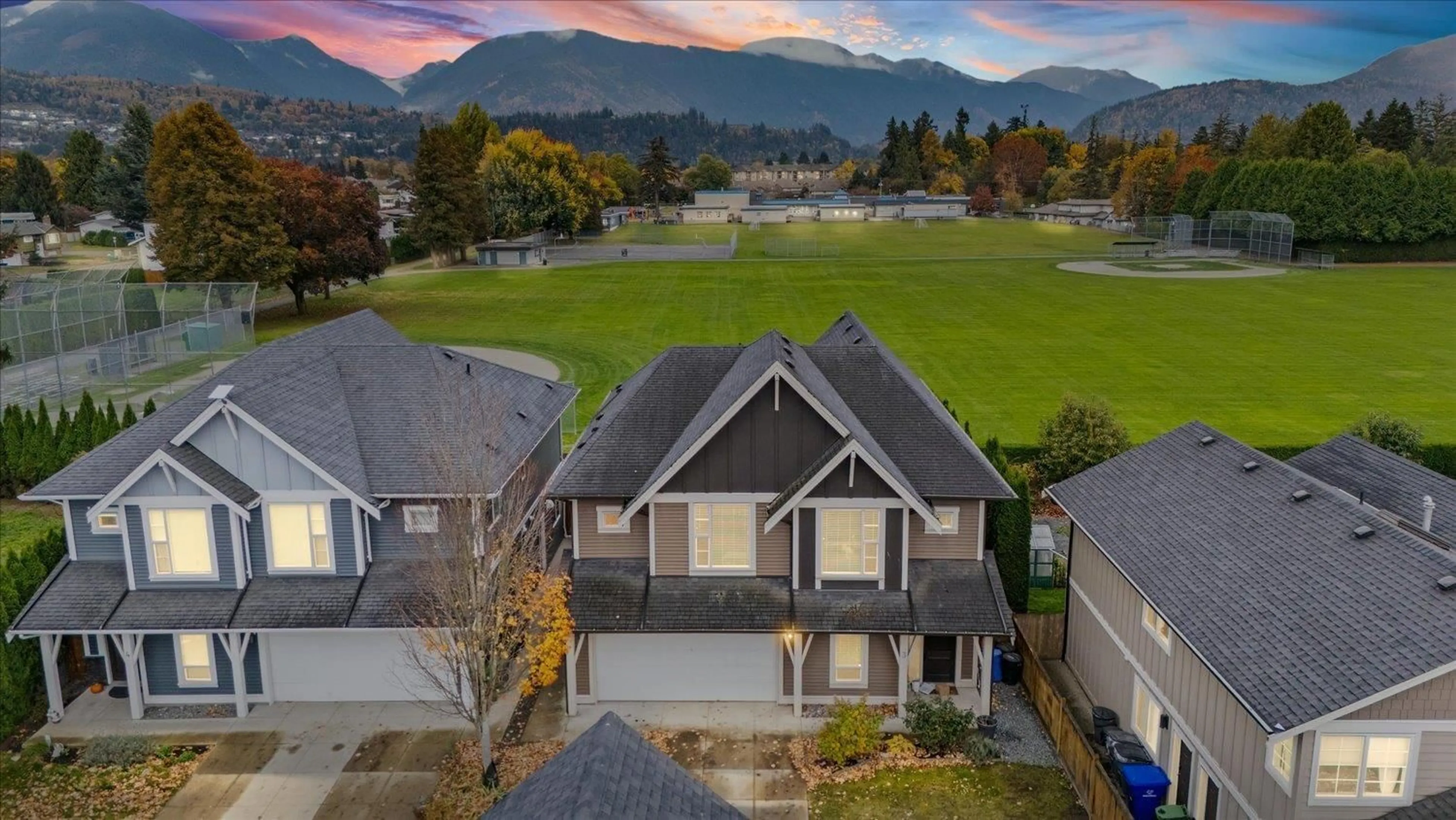 A pic from outside/outdoor area/front of a property/back of a property/a pic from drone, mountain view for 3 - 45766 BRITTON AVENUE, Chilliwack British Columbia V2R1X7