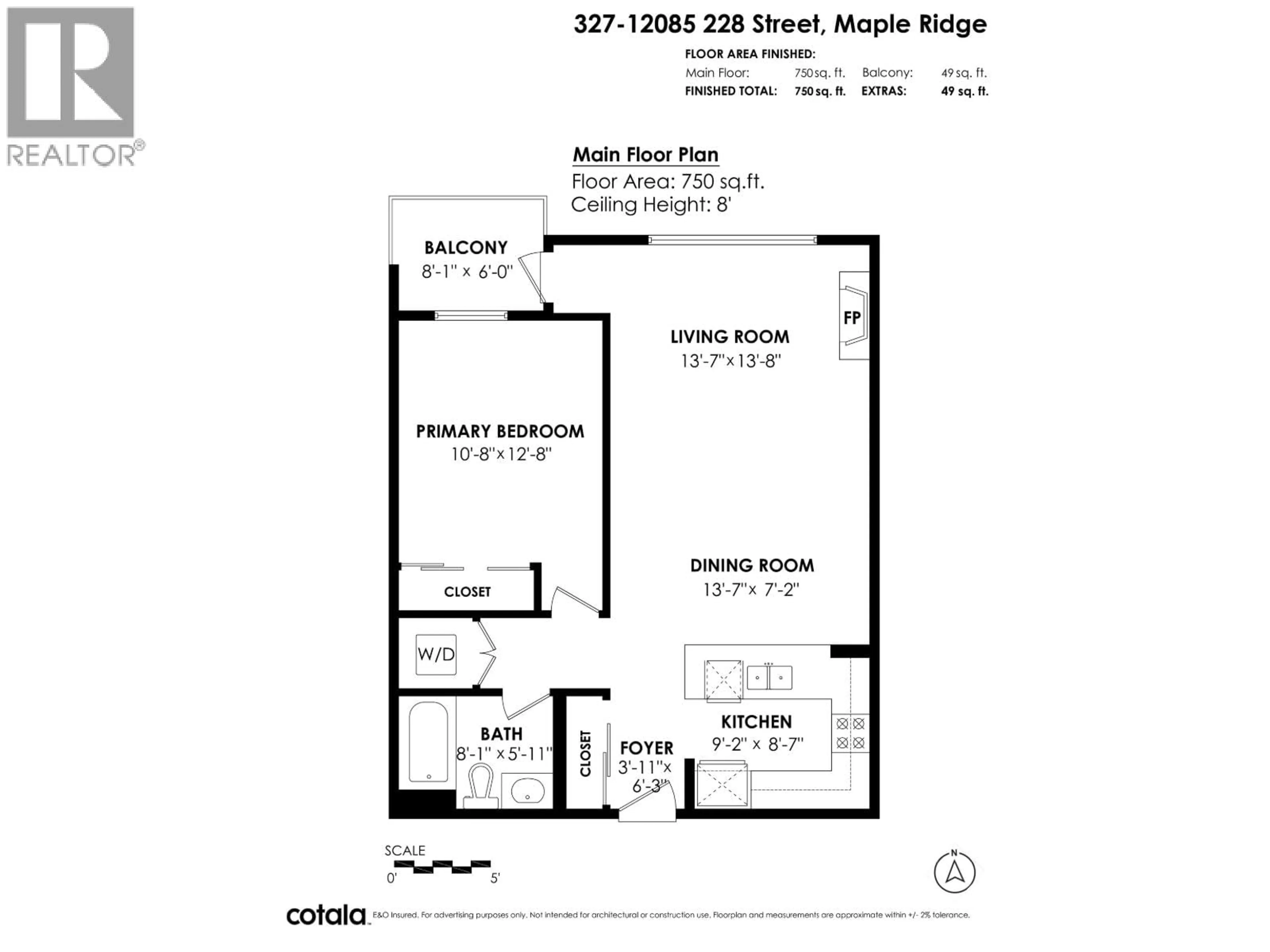 Floor plan for 327 - 12085 228 STREET, Maple Ridge British Columbia V2X6M2