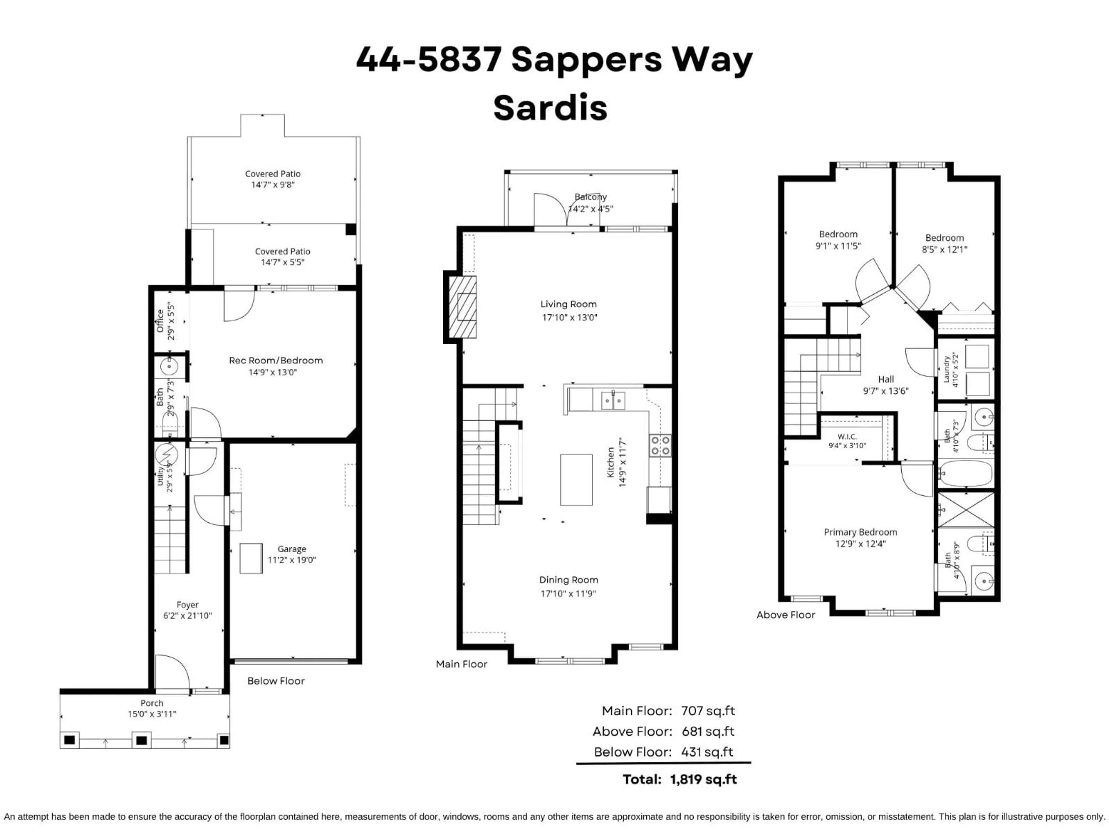 Floor plan for 44 - 5837 SAPPERS WAY, Chilliwack British Columbia V2R0G4