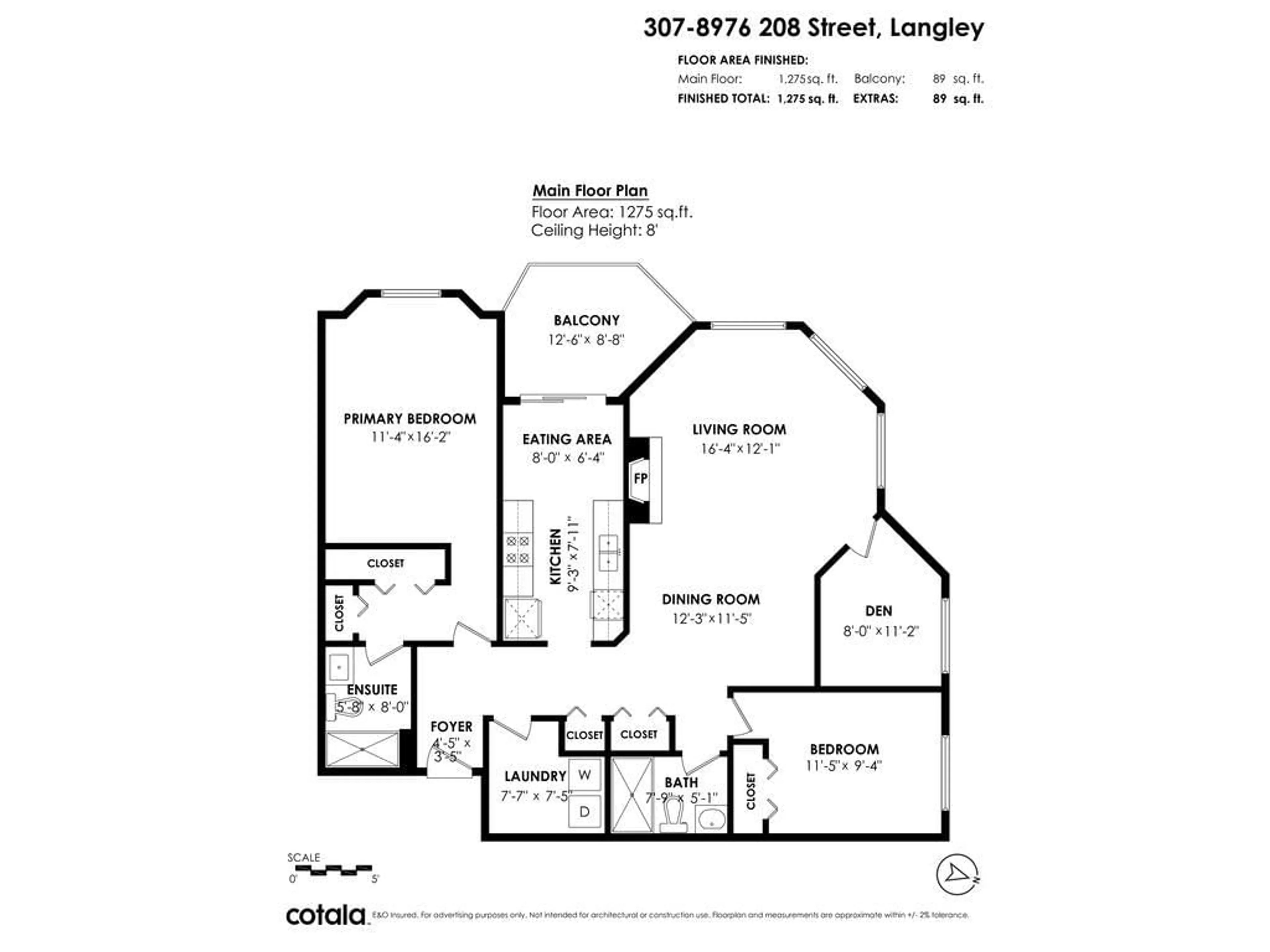 Floor plan for 307 - 8976 208 STREET, Langley British Columbia V1M2Y8