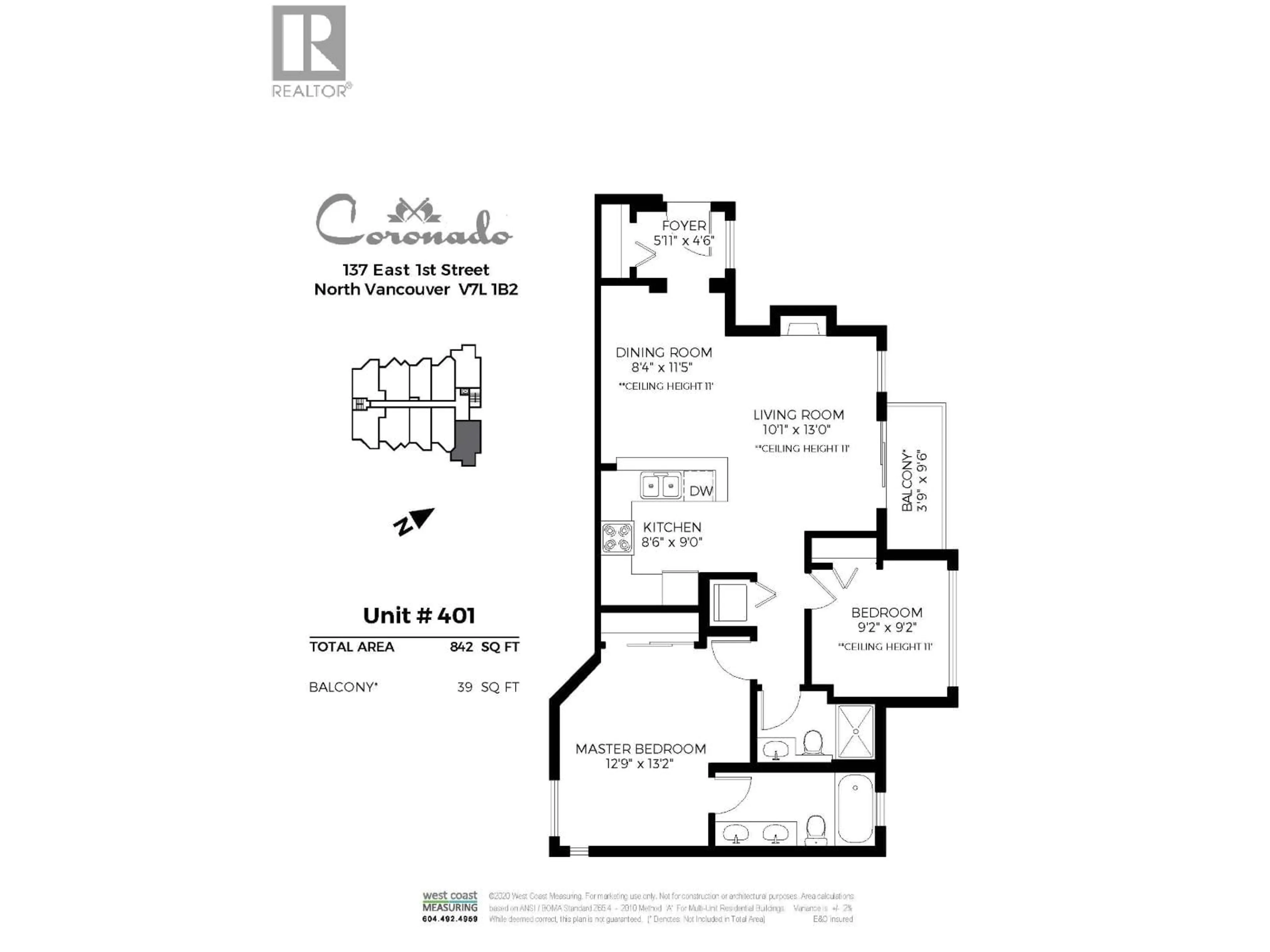 Floor plan for 401 - 137 1ST STREET, North Vancouver British Columbia V7L1B2