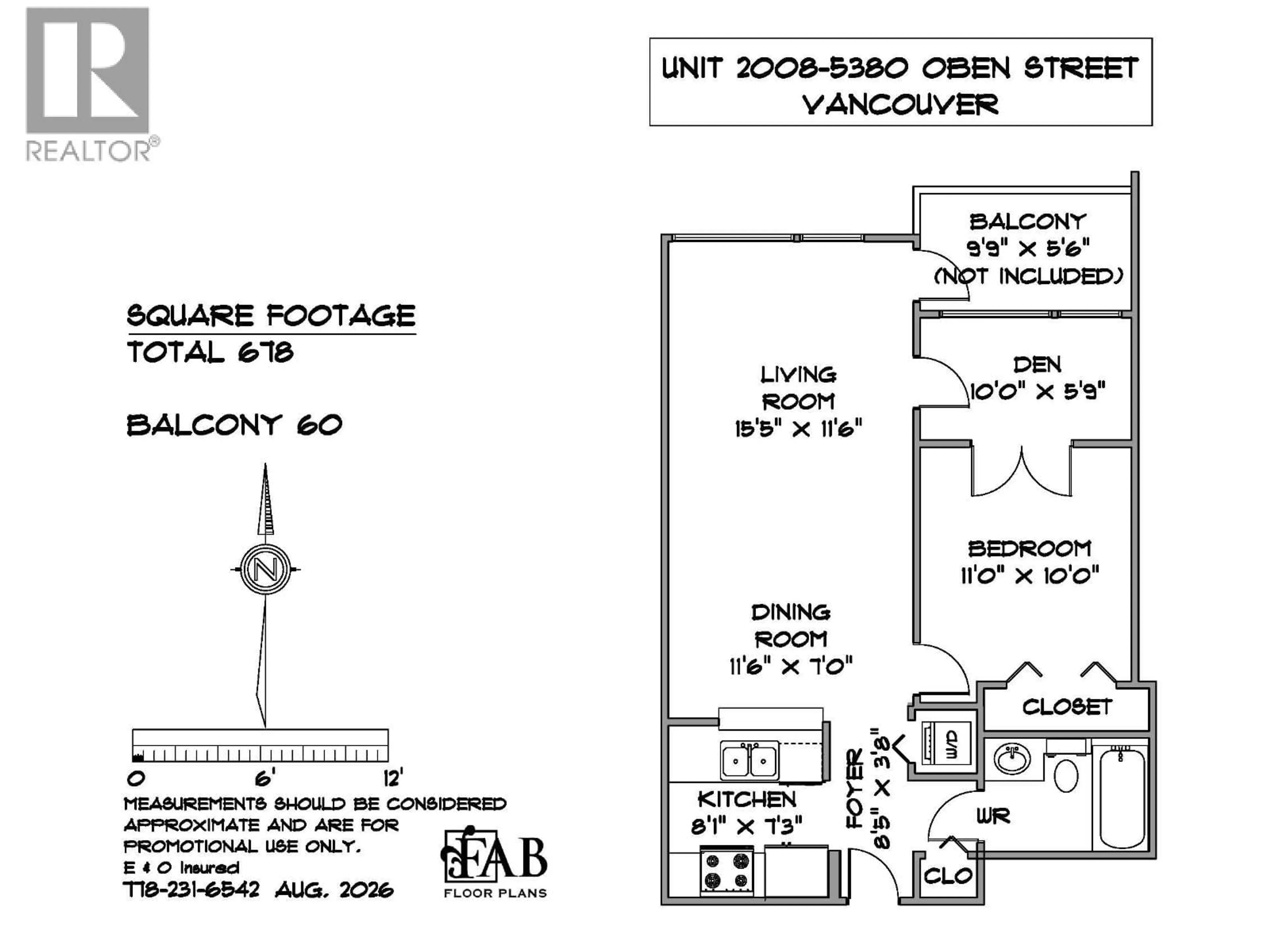 Floor plan for 2008 - 5380 OBEN STREET, Vancouver British Columbia V5R6H7