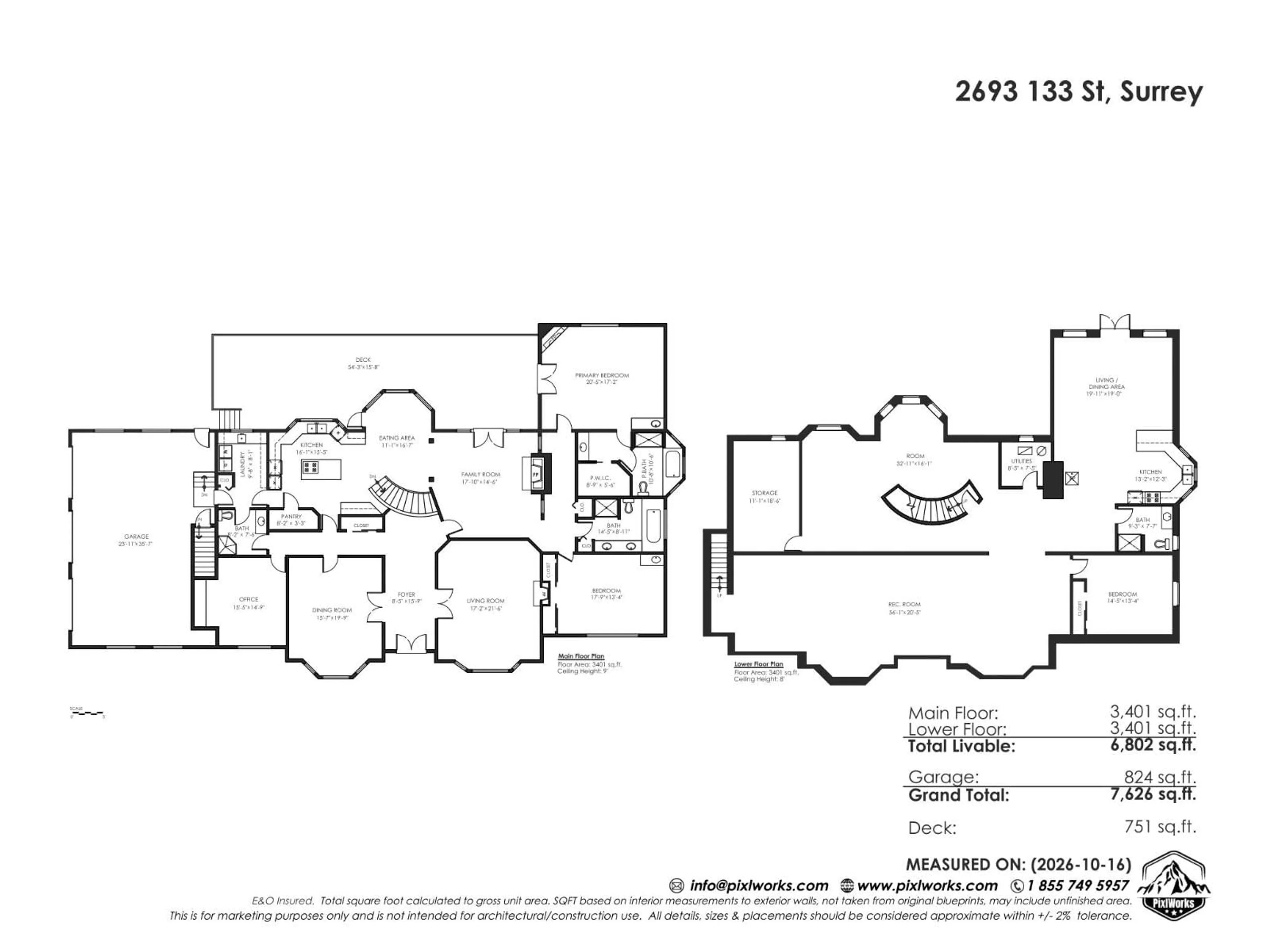 Floor plan for 2693 133 STREET, Surrey British Columbia V4P1X9