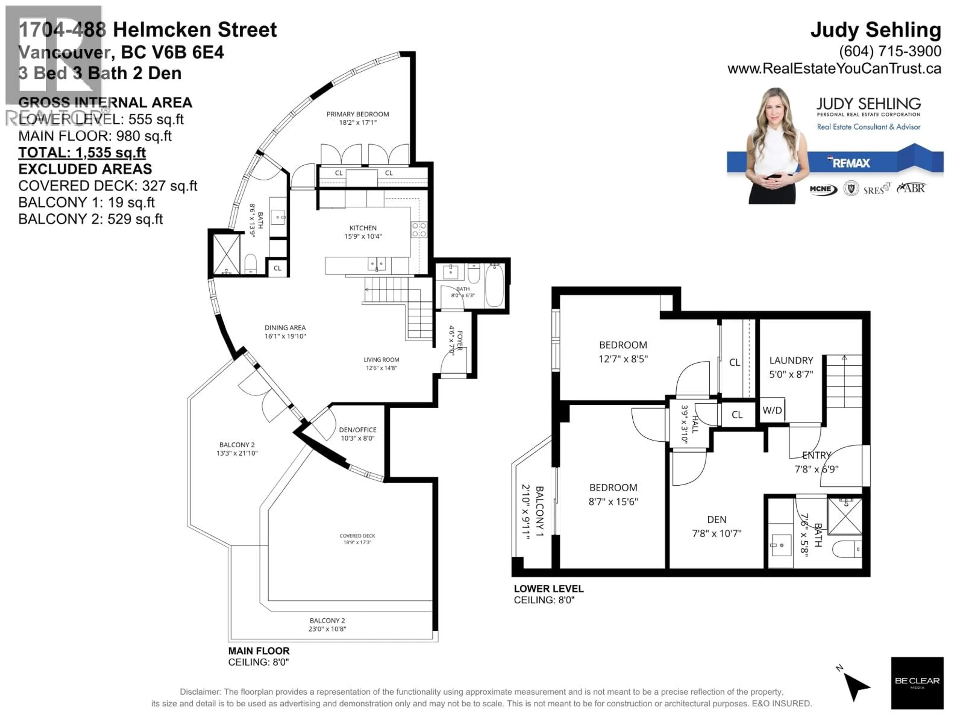 Floor plan for 1704 - 488 HELMCKEN STREET, Vancouver British Columbia V6B6E4
