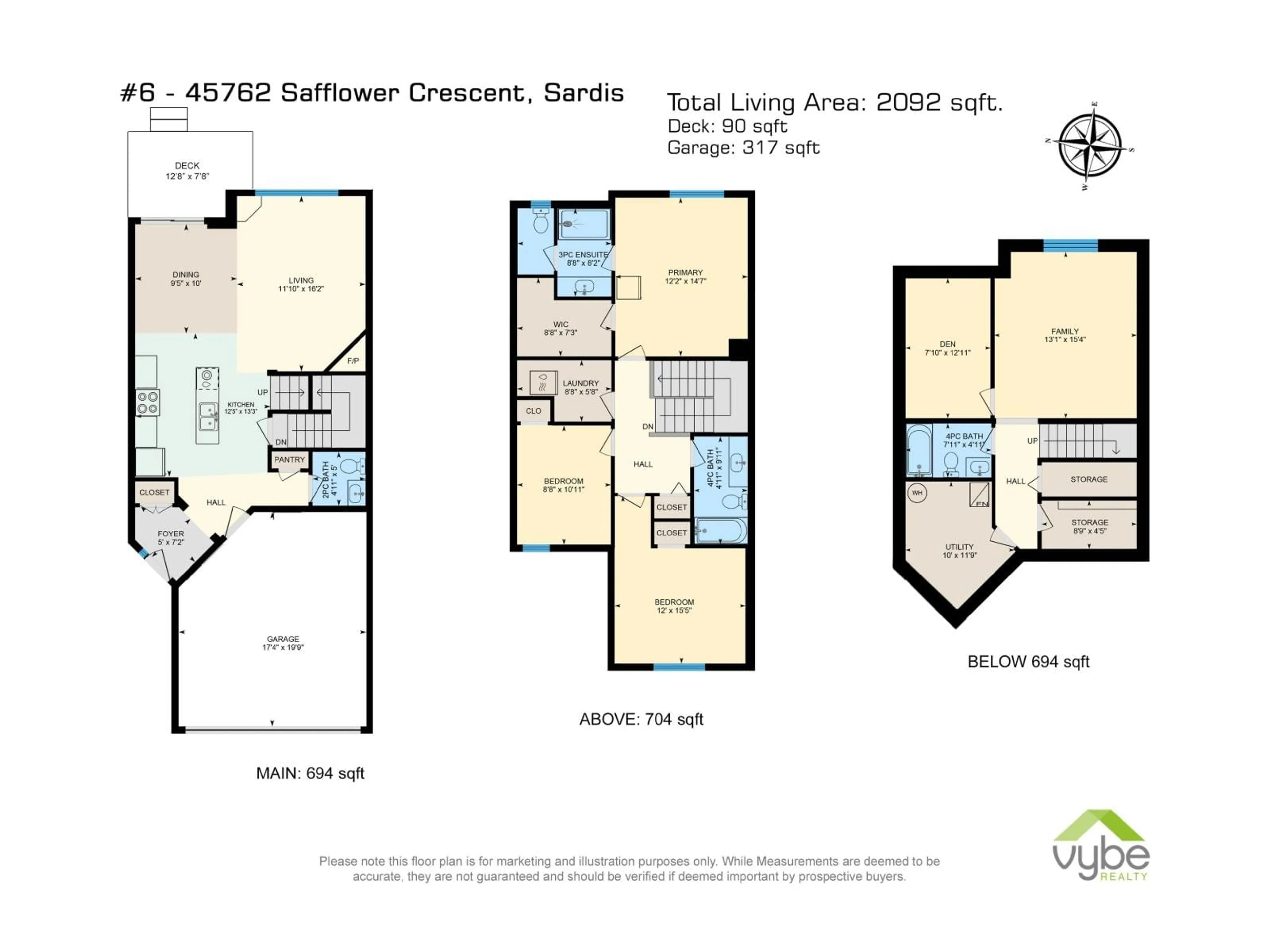 Floor plan for 6 - 45762 SAFFLOWER CRESCENT, Chilliwack British Columbia V2R0S4