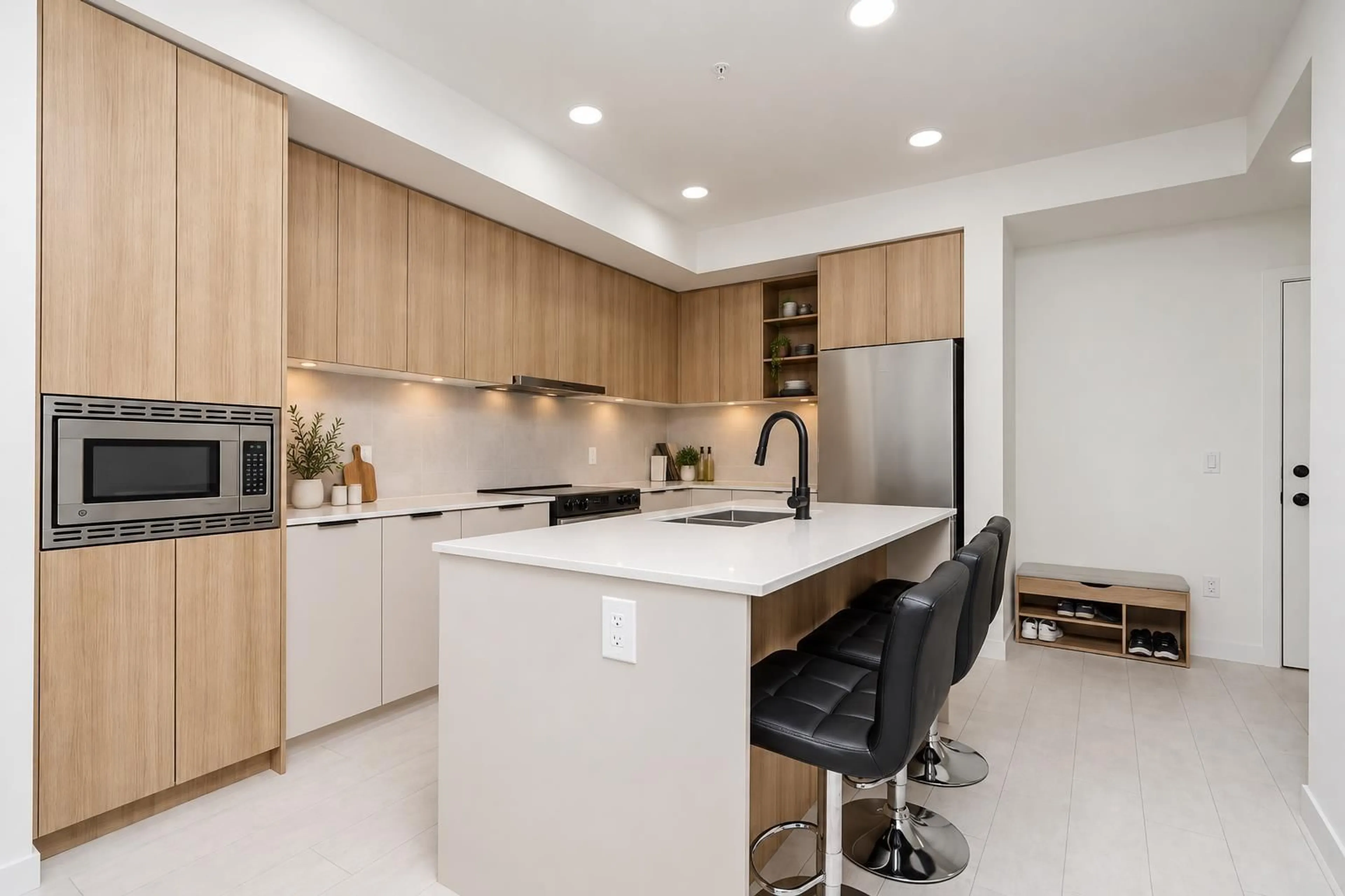 Contemporary kitchen, ceramic/tile floor for 221 - 9456 134 STREET, Surrey British Columbia V3V0G8