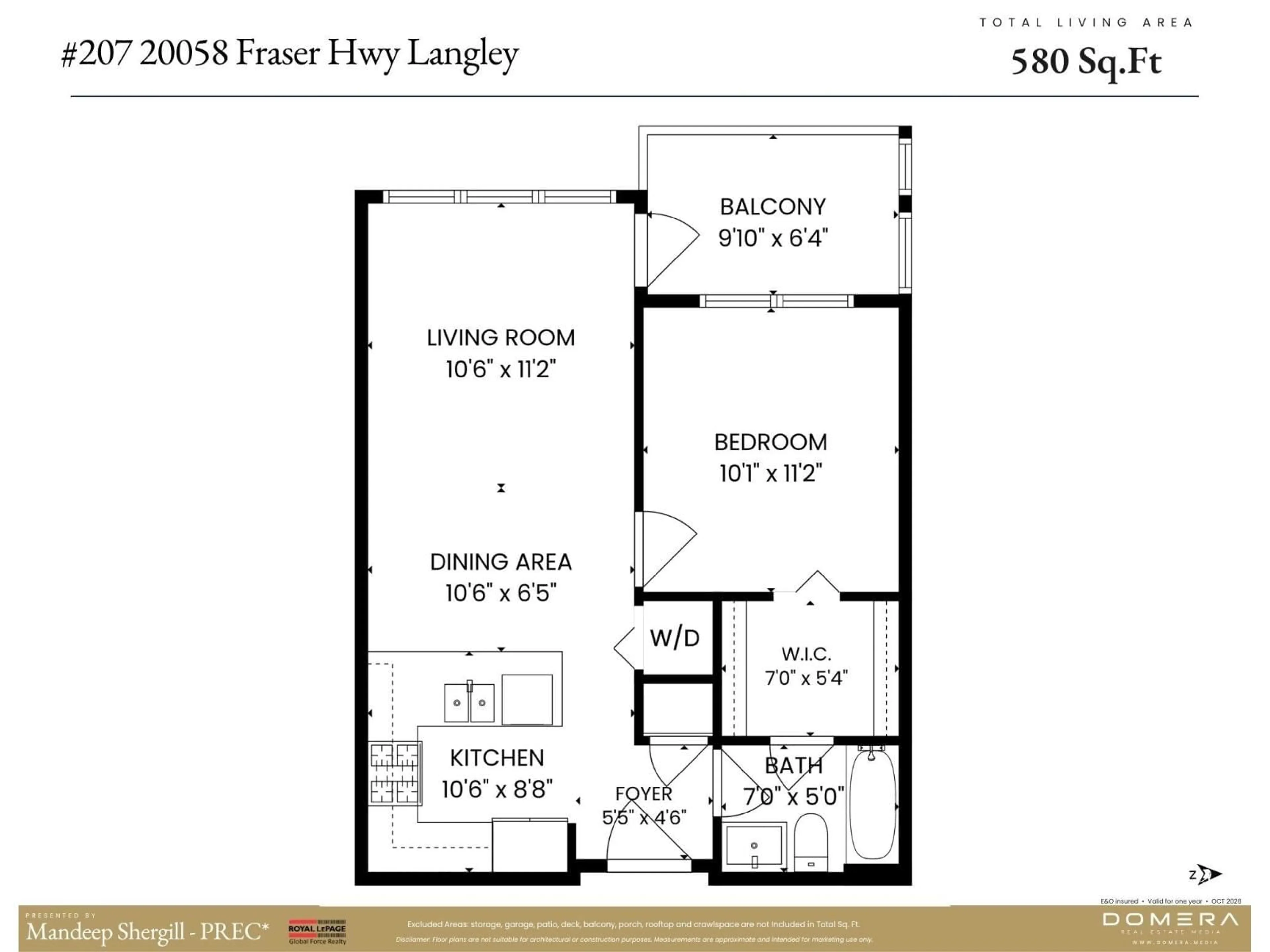 Floor plan for 207 - 20058 FRASER HIGHWAY, Langley British Columbia V3A0E5