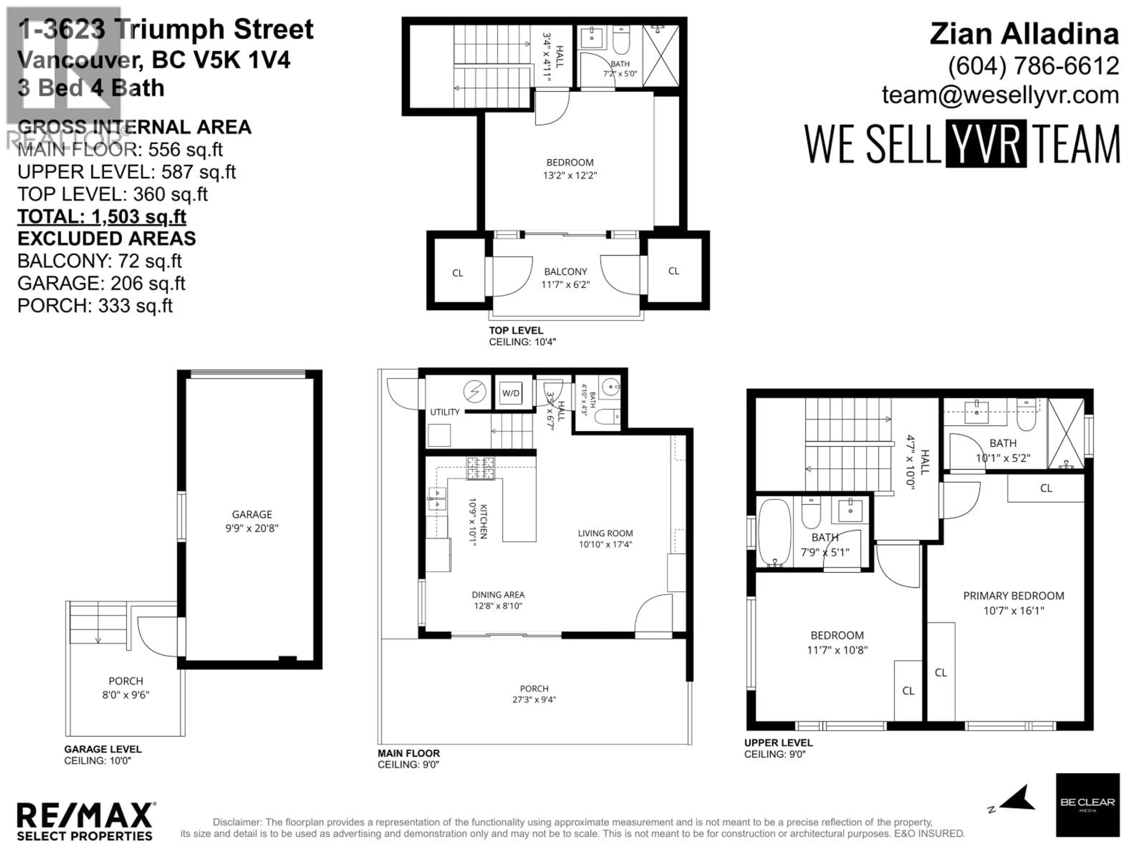 Floor plan for 1 - 3623 TRIUMPH STREET, Vancouver British Columbia V5K1V4