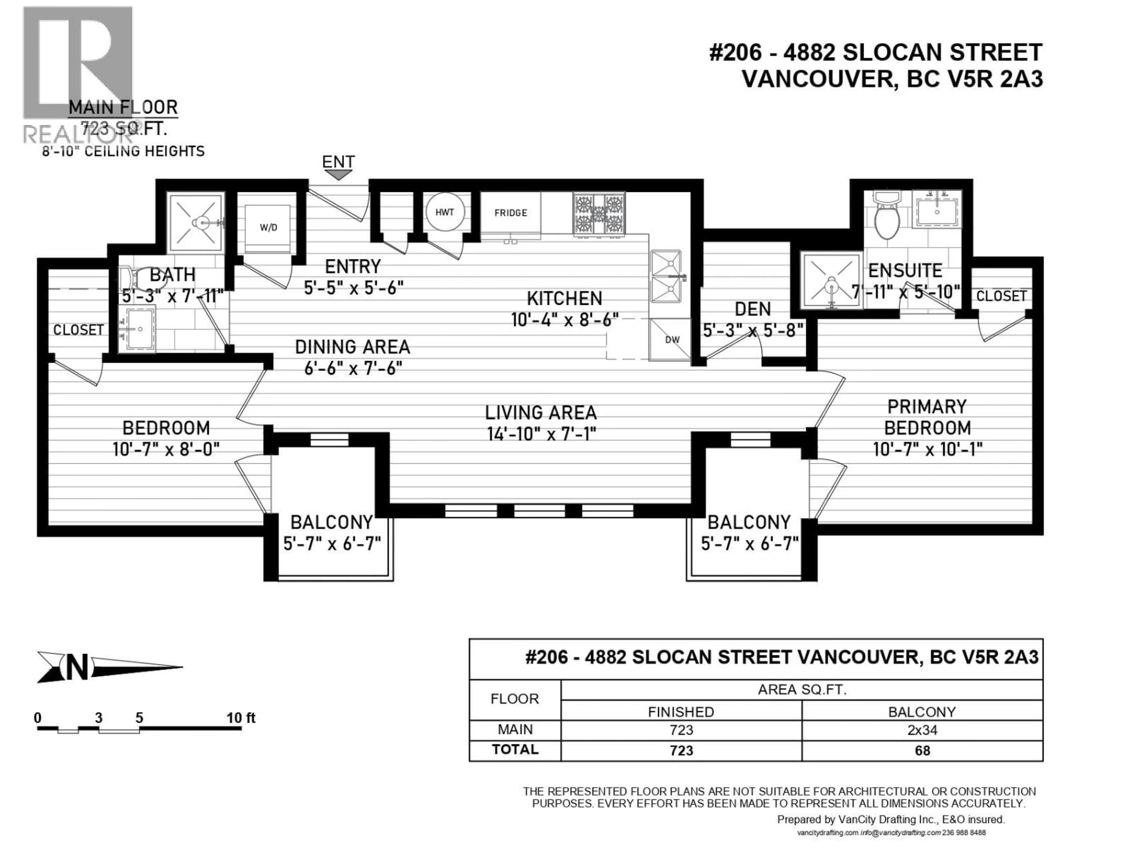 Floor plan for 206 - 4882 SLOCAN STREET, Vancouver British Columbia V5R2A3