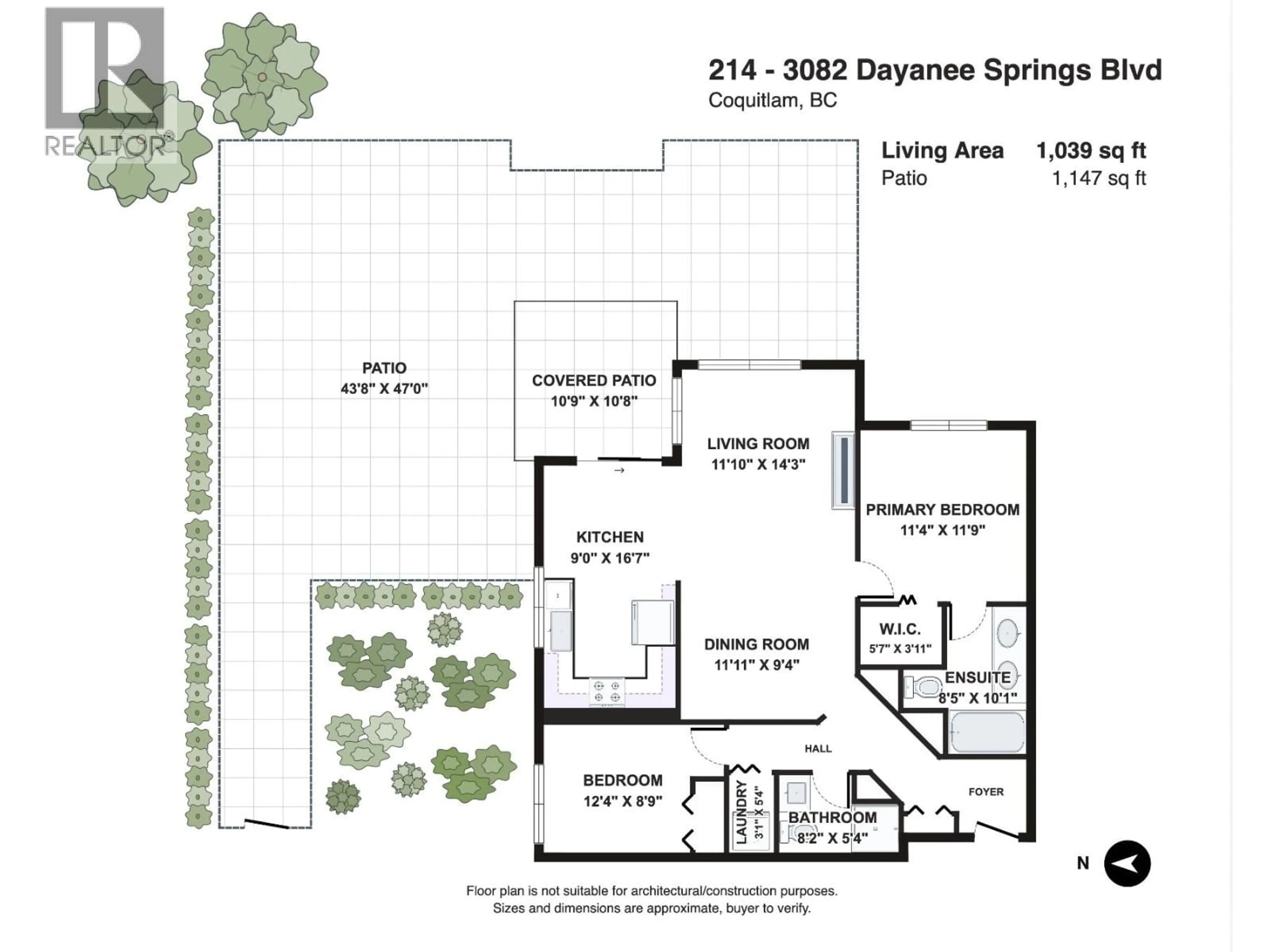 Floor plan for 214 - 3082 DAYANEE SPRINGS BOULEVARD, Coquitlam British Columbia V3E0A3