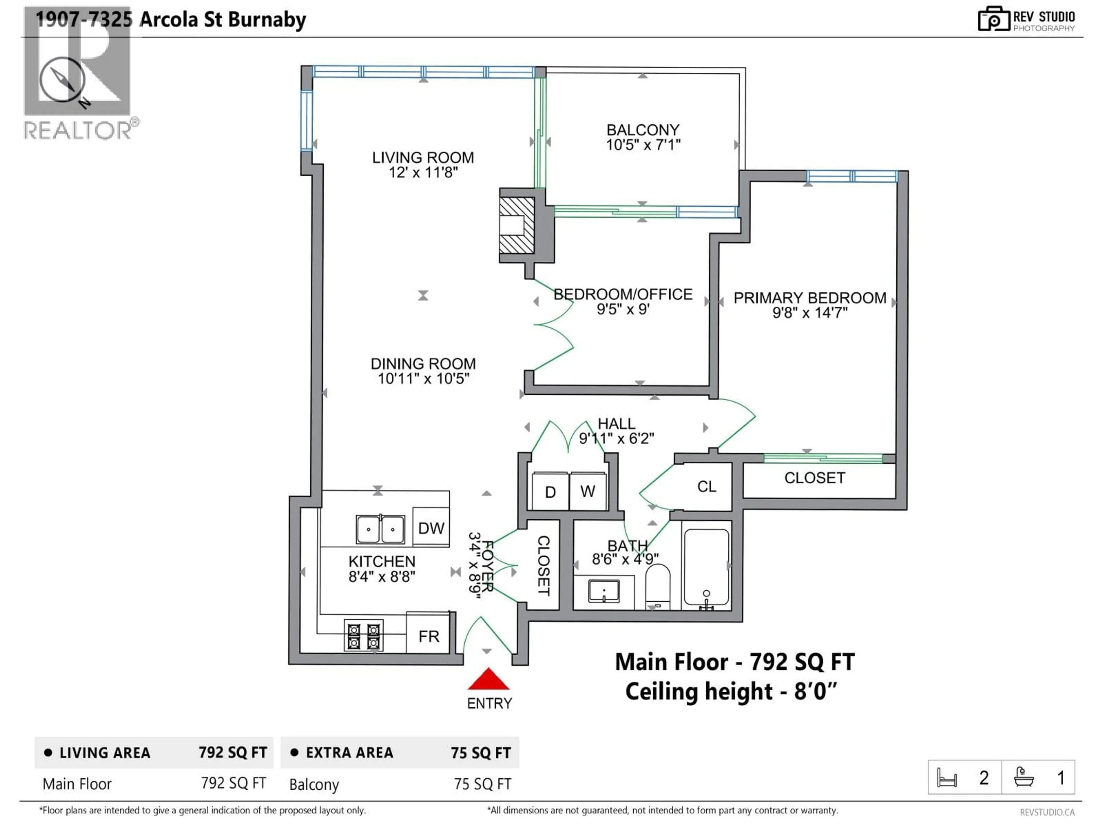 Floor plan for 1907 - 7325 ARCOLA STREET, Burnaby British Columbia V5E0A8